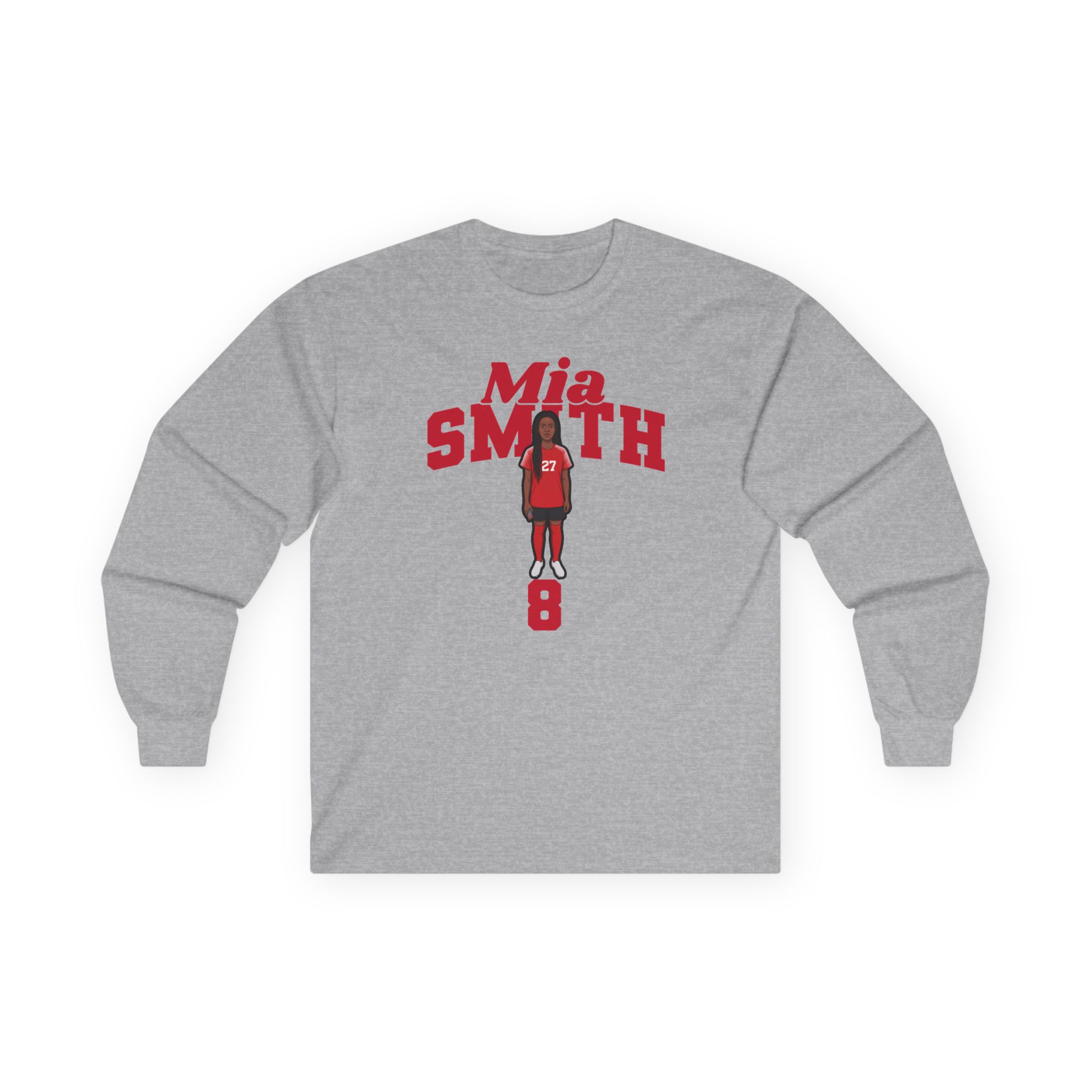 Long Sleeve Tee — character_signature_arch in Grey