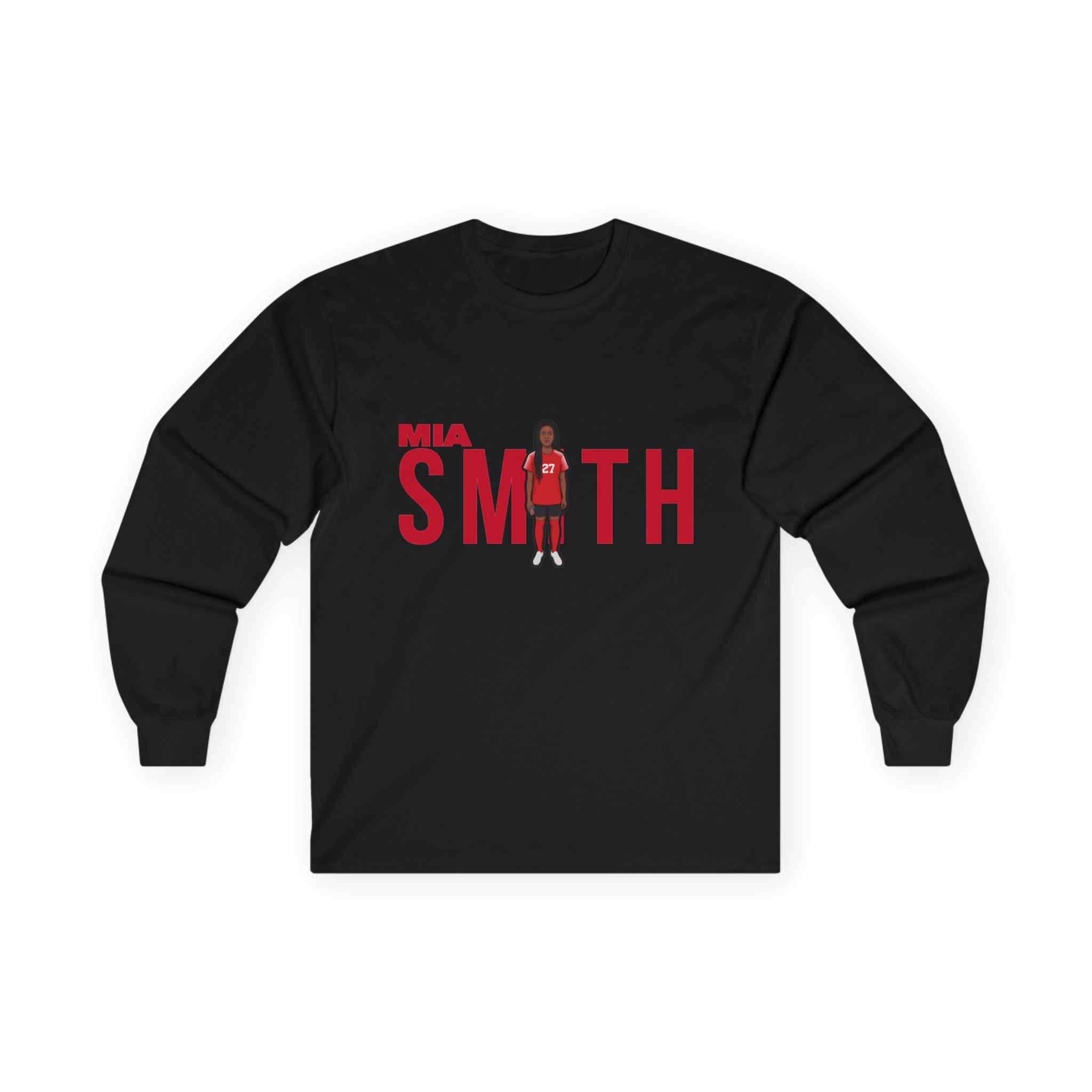 Long Sleeve Tee — character_player_name in Black