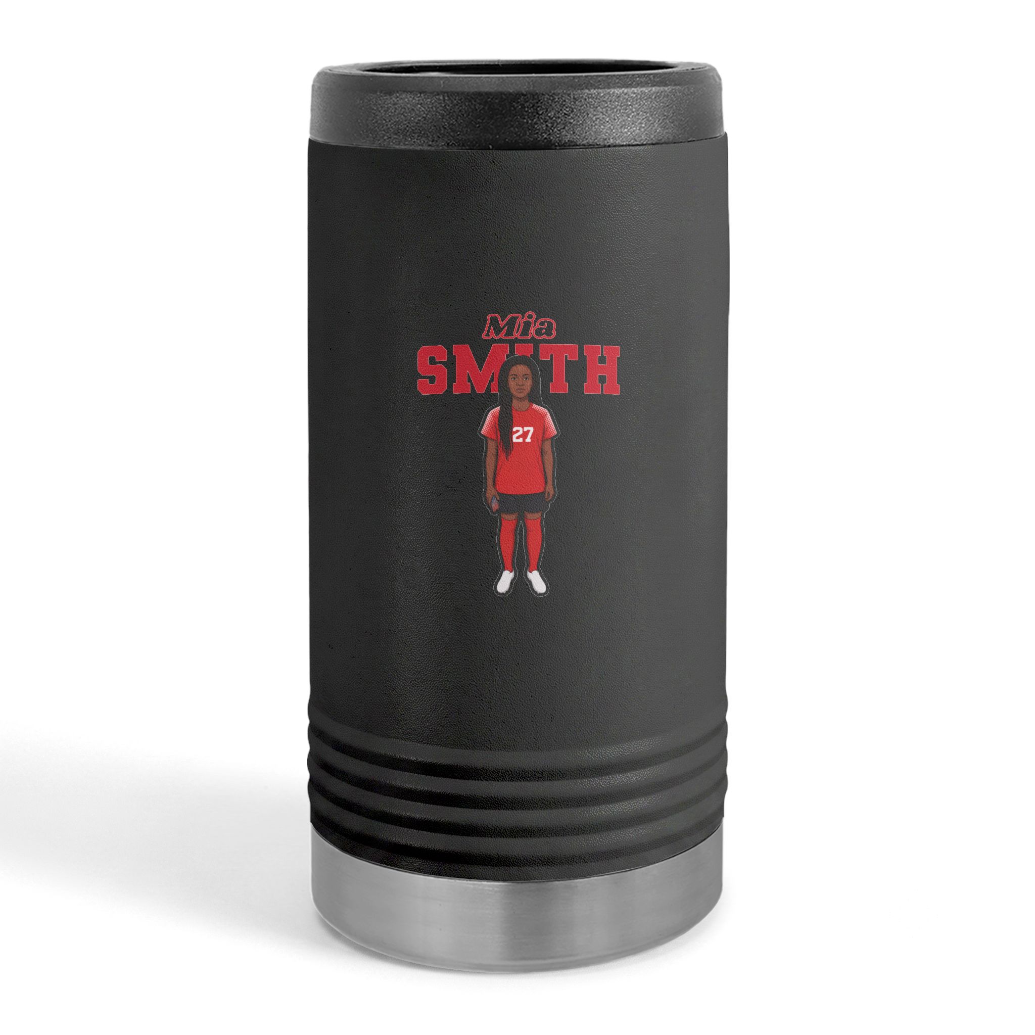 Slim Stainless Can Cooler — character_name_arch in Black