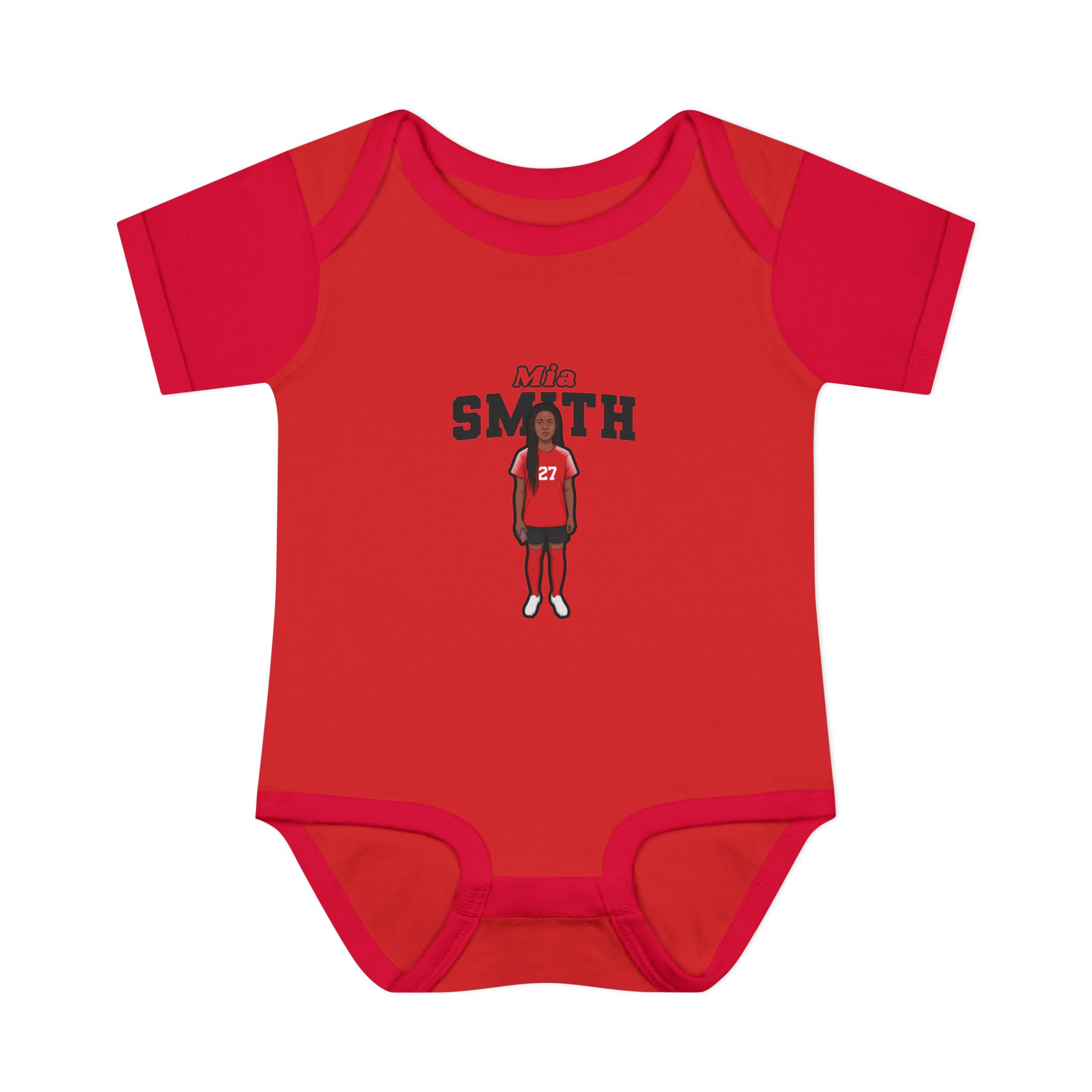 Baby Onesie — character_name_arch in Red