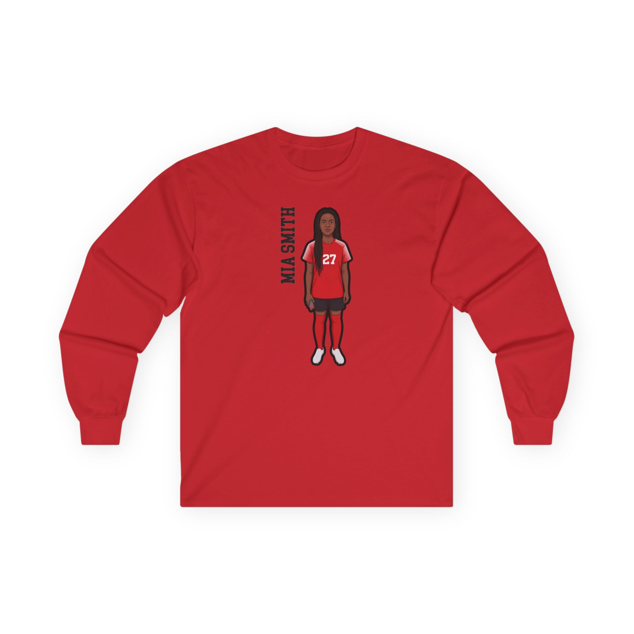 Long Sleeve Tee — character_name_vertical in Red