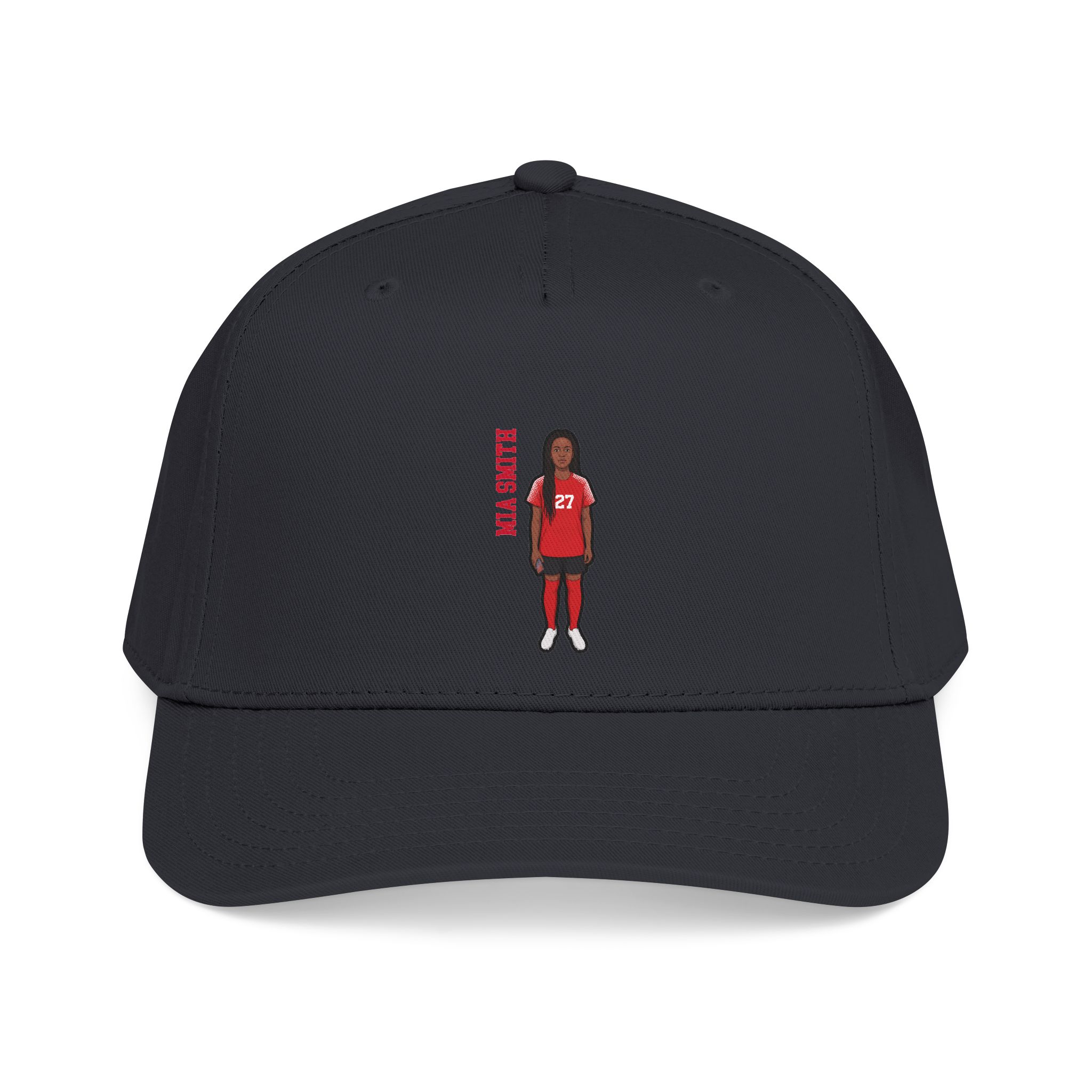 Baseball Cap — character_name_vertical in Black