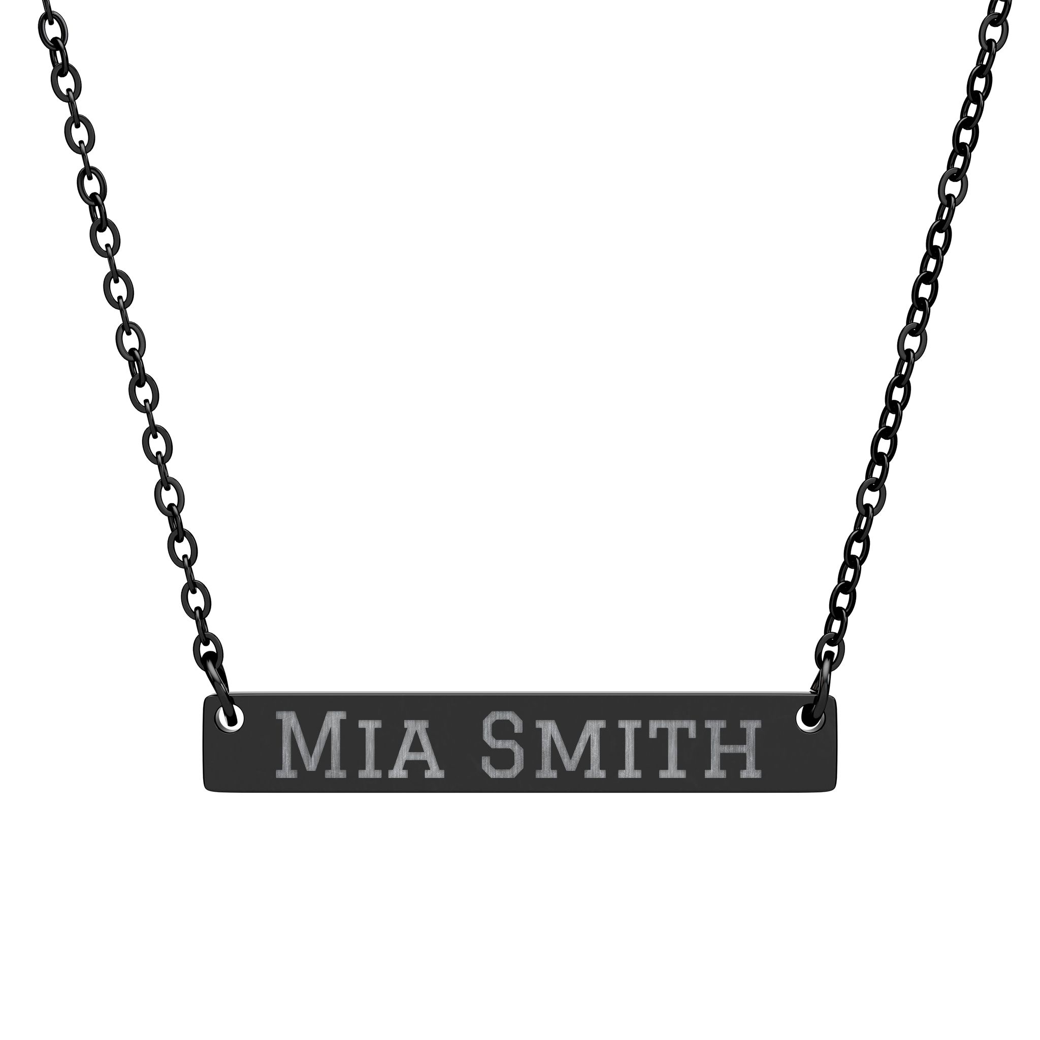 Engraved Bar Necklace — Classic in Black