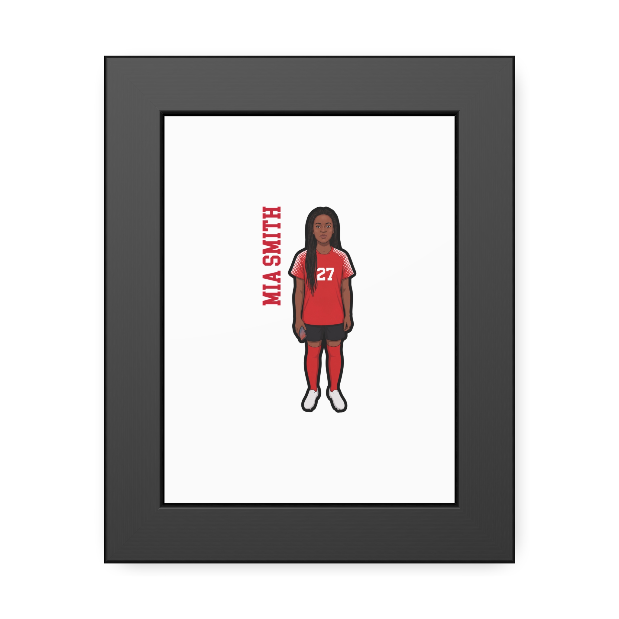 Framed Poster — character_name_vertical in Black