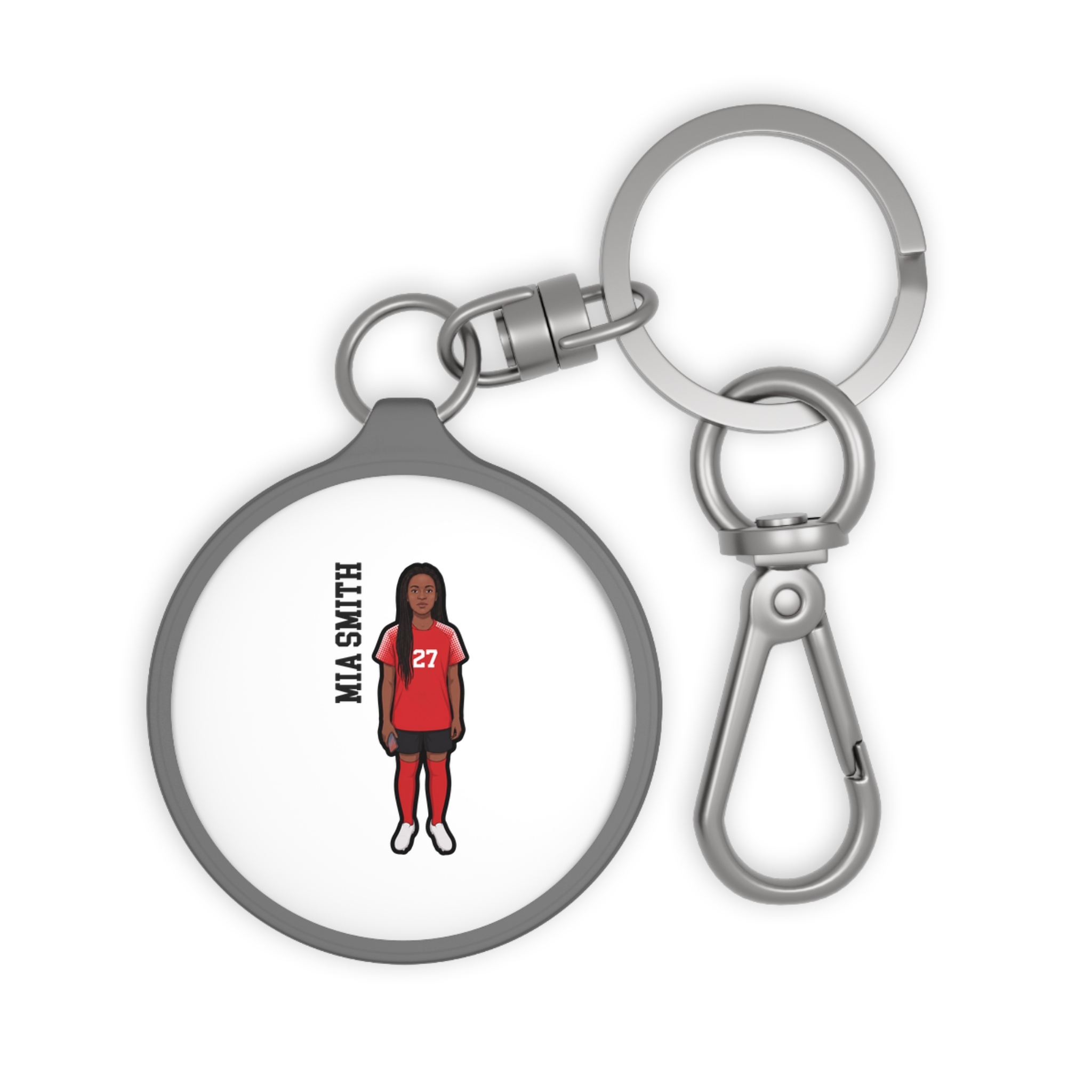 Keychain — character_name_vertical in Grey