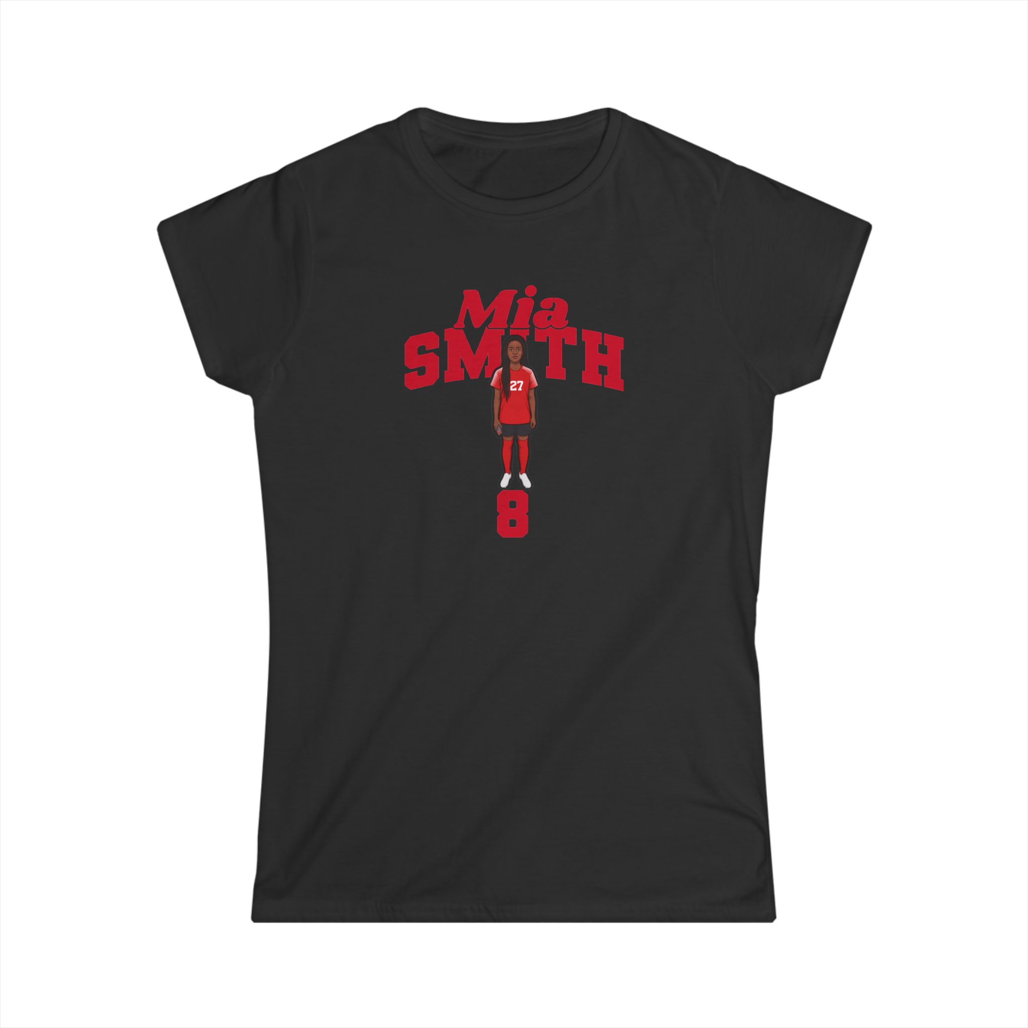 Women's Softstyle Tee — character_signature_arch in Black