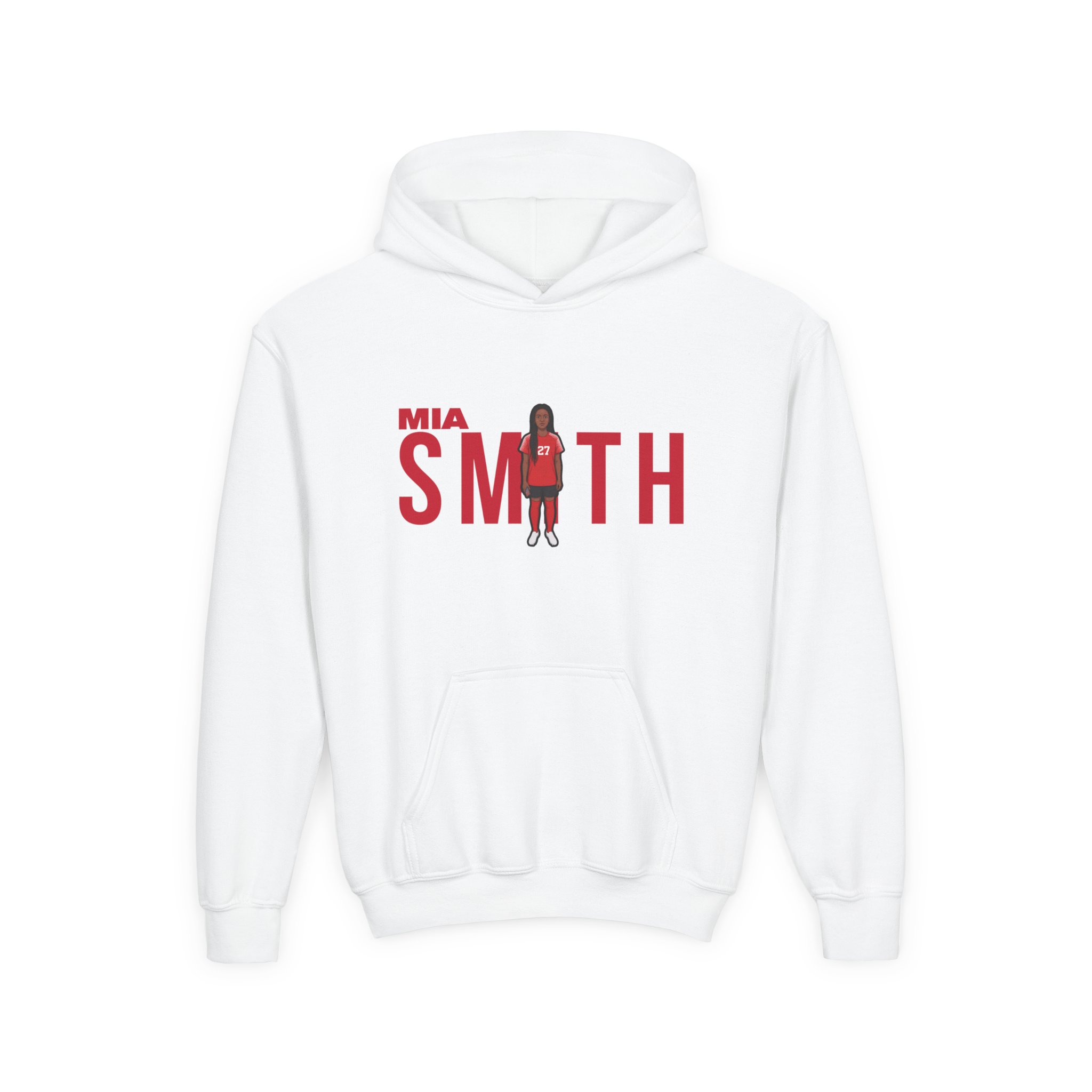 Youth Hoodie — character_player_name in White