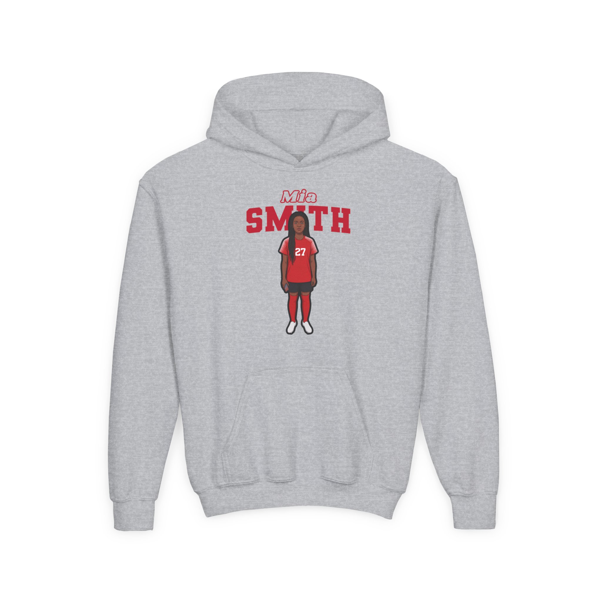 Youth Hoodie — character_name_arch in Grey