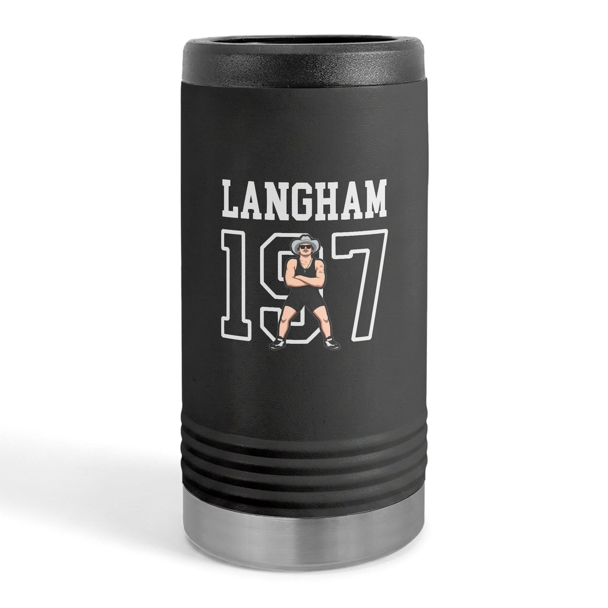 Slim Stainless Can Cooler — character_shirsey in Black