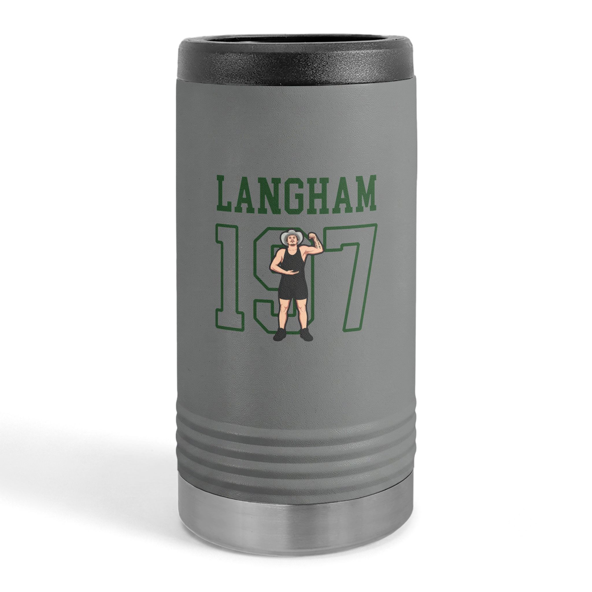 Slim Stainless Can Cooler — character_shirsey in Grey