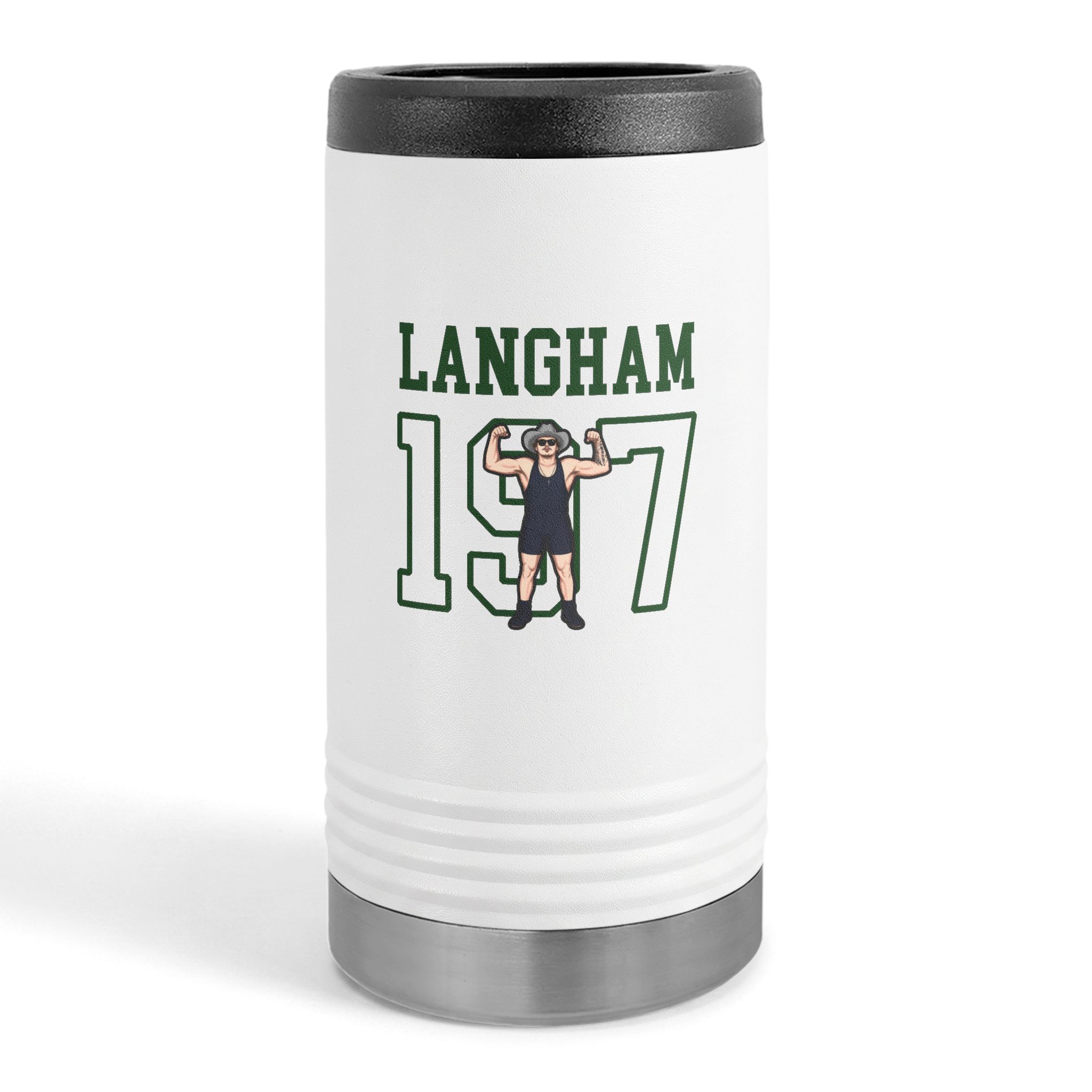 Slim Stainless Can Cooler — character_shirsey in White