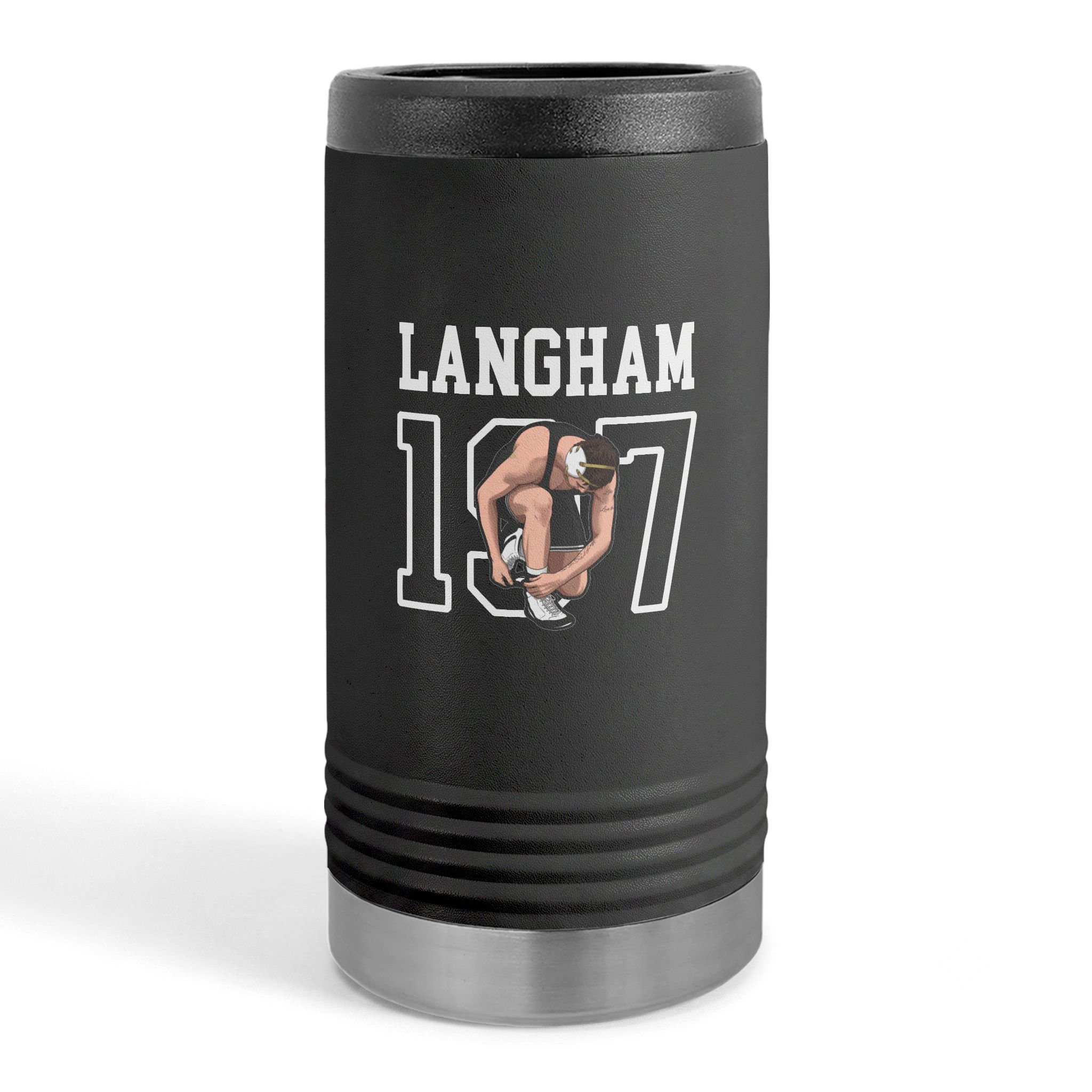 Slim Stainless Can Cooler — character_shirsey in Black