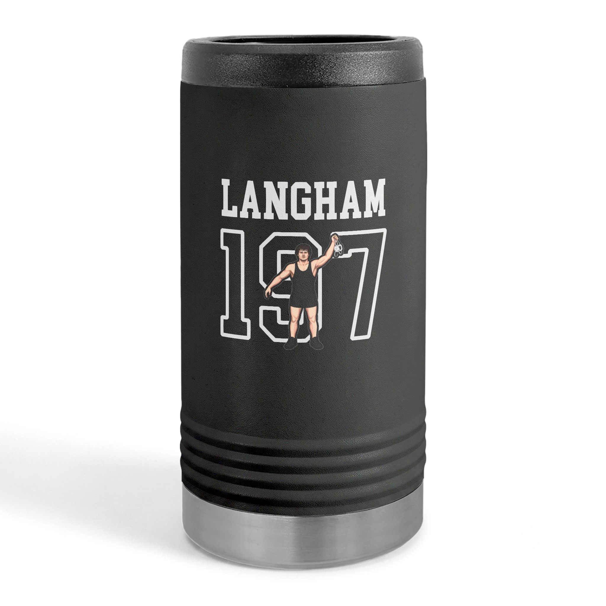 Slim Stainless Can Cooler — character_shirsey in Black