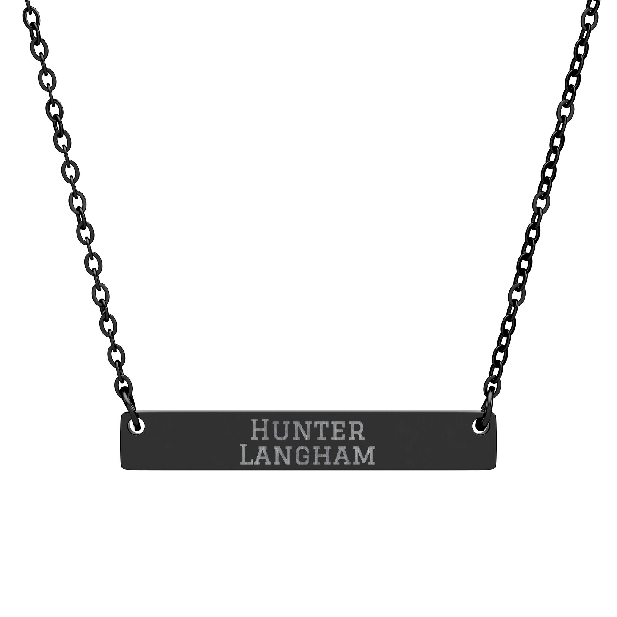 Engraved Bar Necklace — Classic in Black