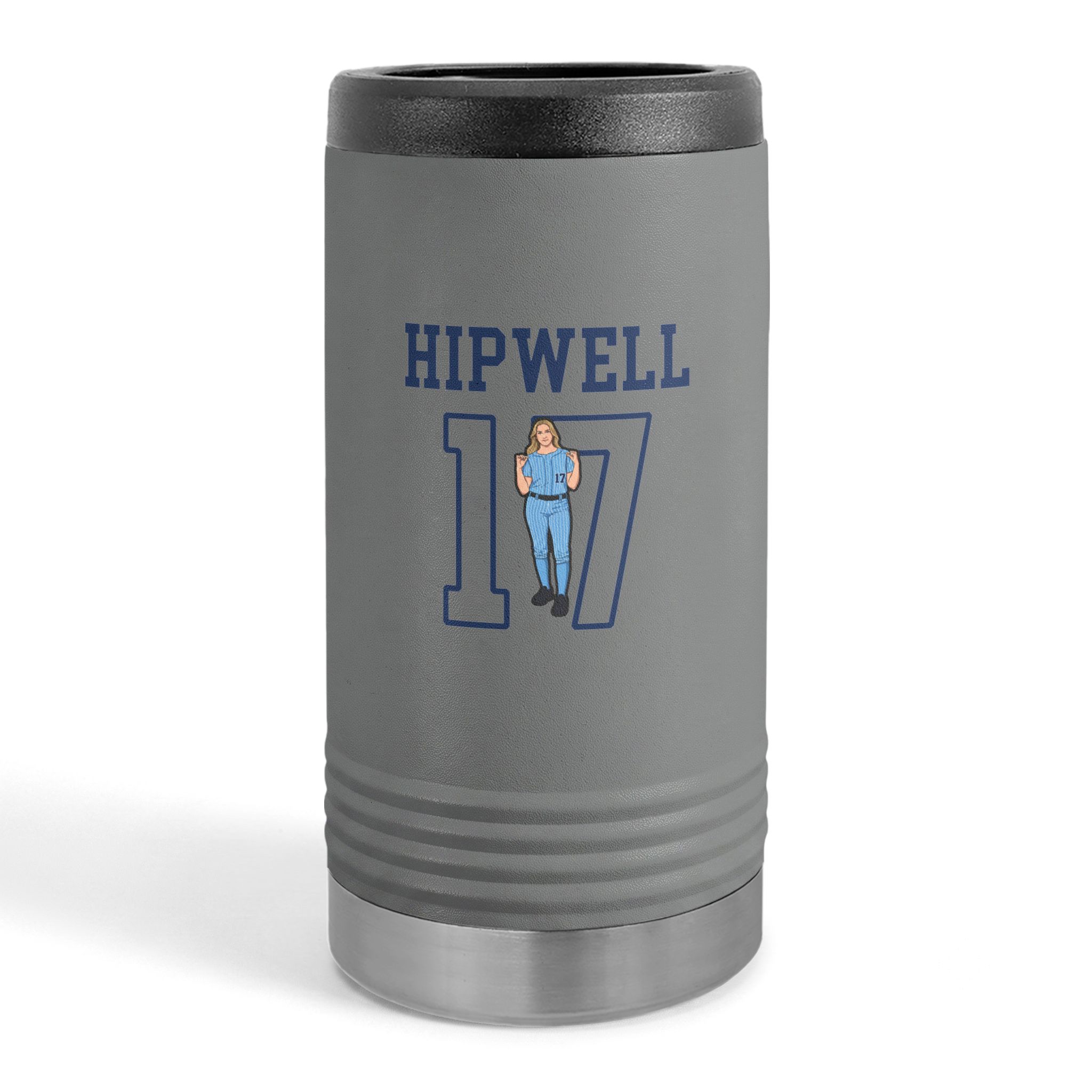 Slim Stainless Can Cooler — character_shirsey in Grey