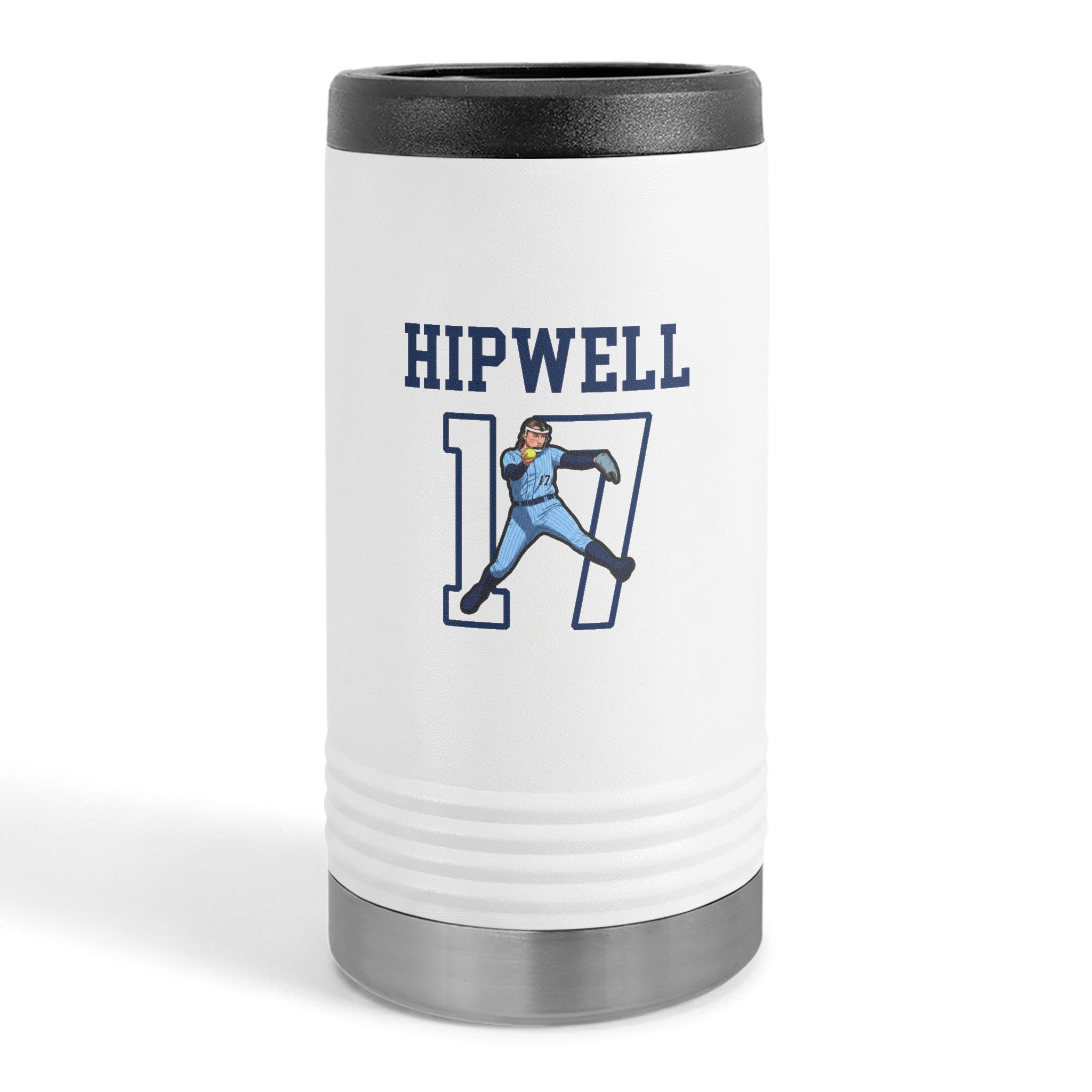 Slim Stainless Can Cooler — character_shirsey in White