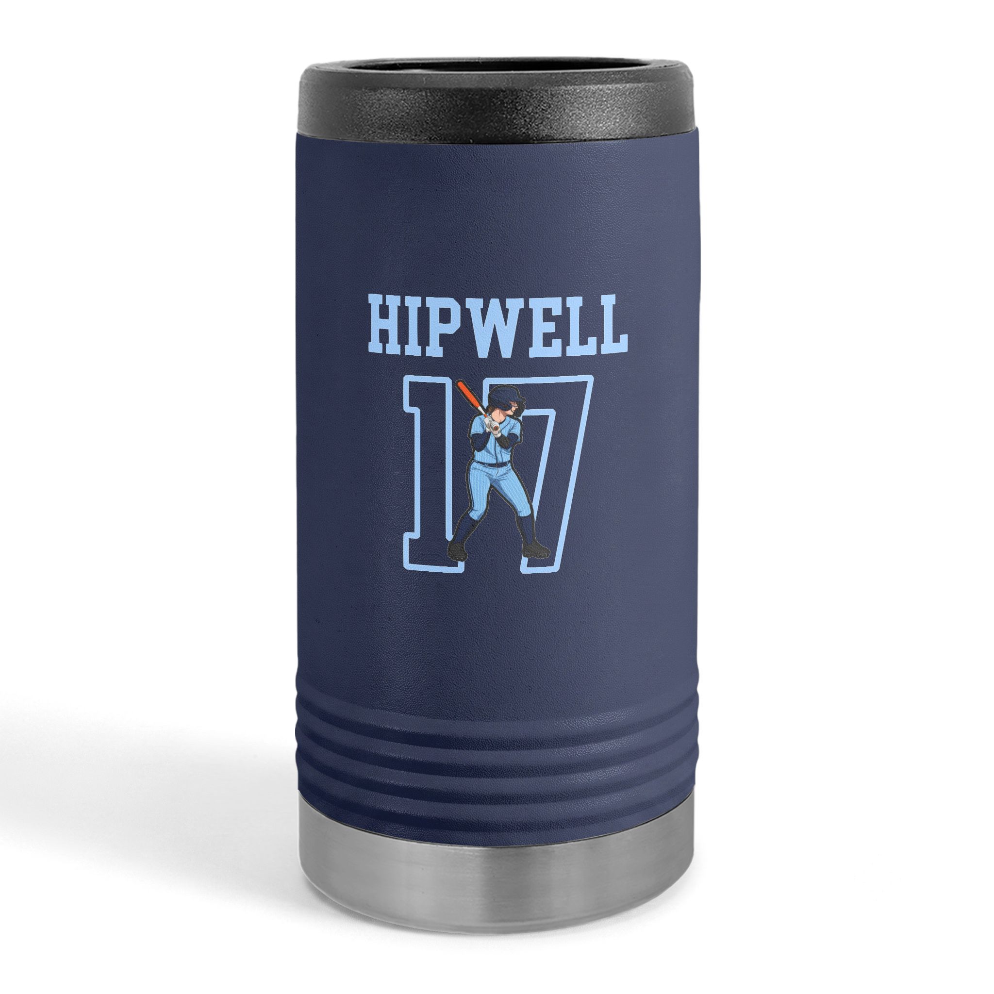 Slim Stainless Can Cooler — character_shirsey in Navy
