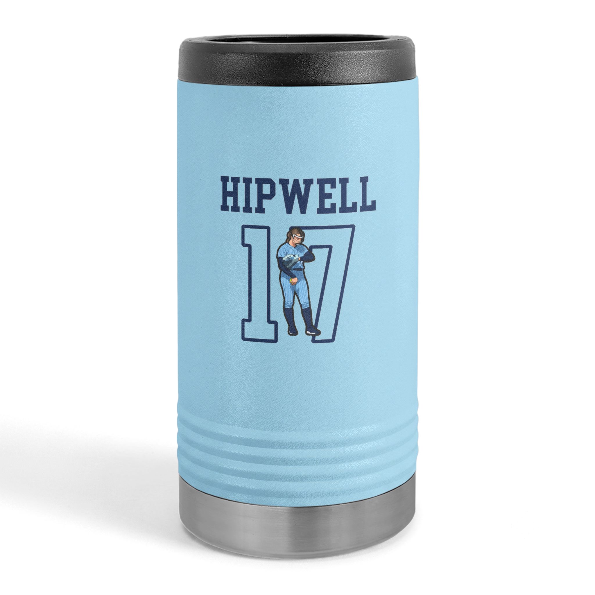 Slim Stainless Can Cooler — character_shirsey in Light Blue