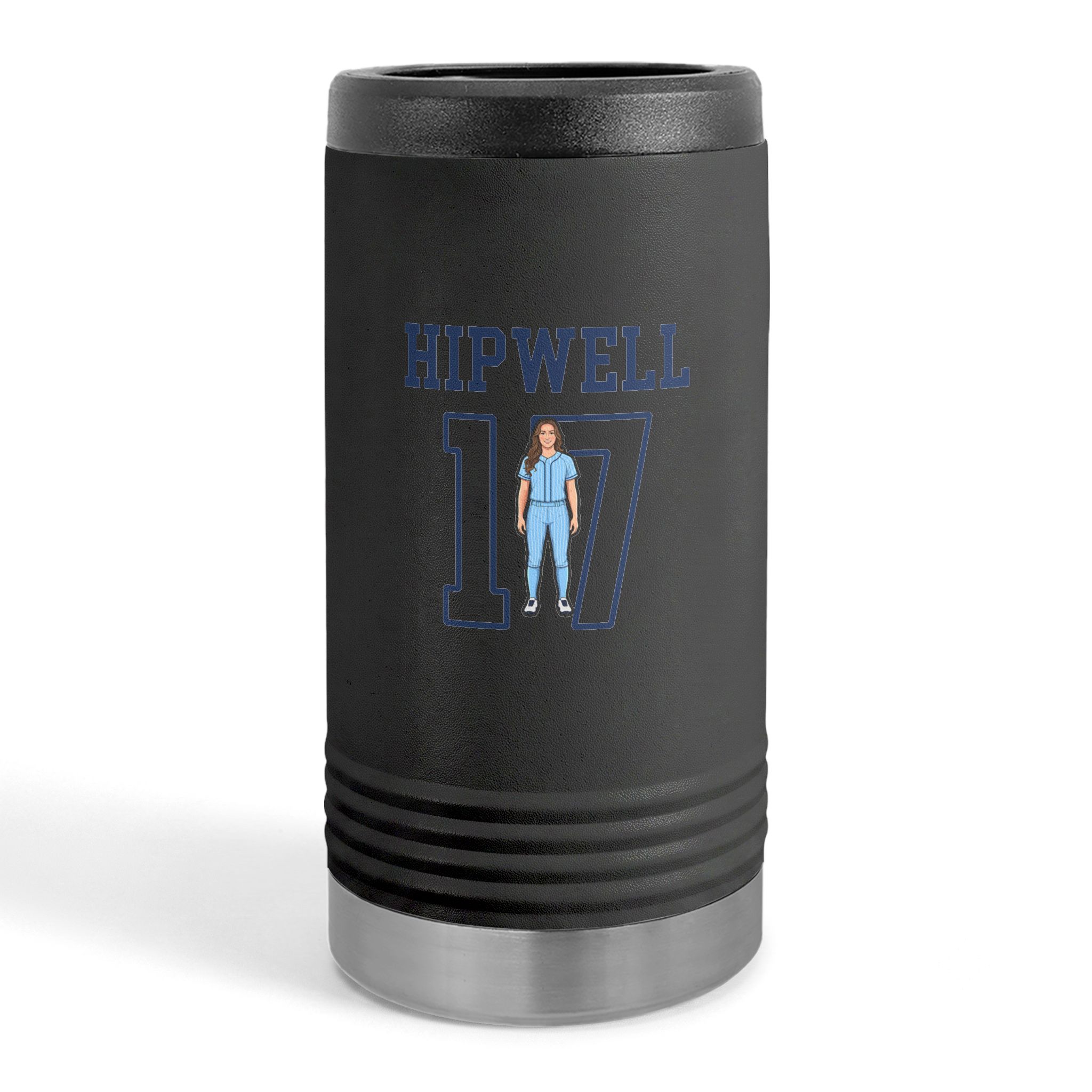 Slim Stainless Can Cooler — character_shirsey in Black