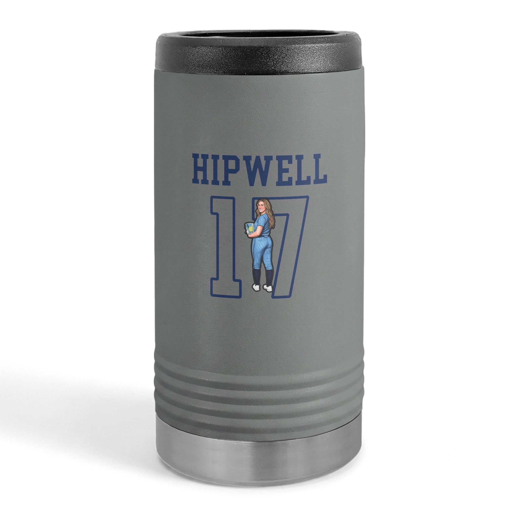Slim Stainless Can Cooler — character_shirsey in Grey
