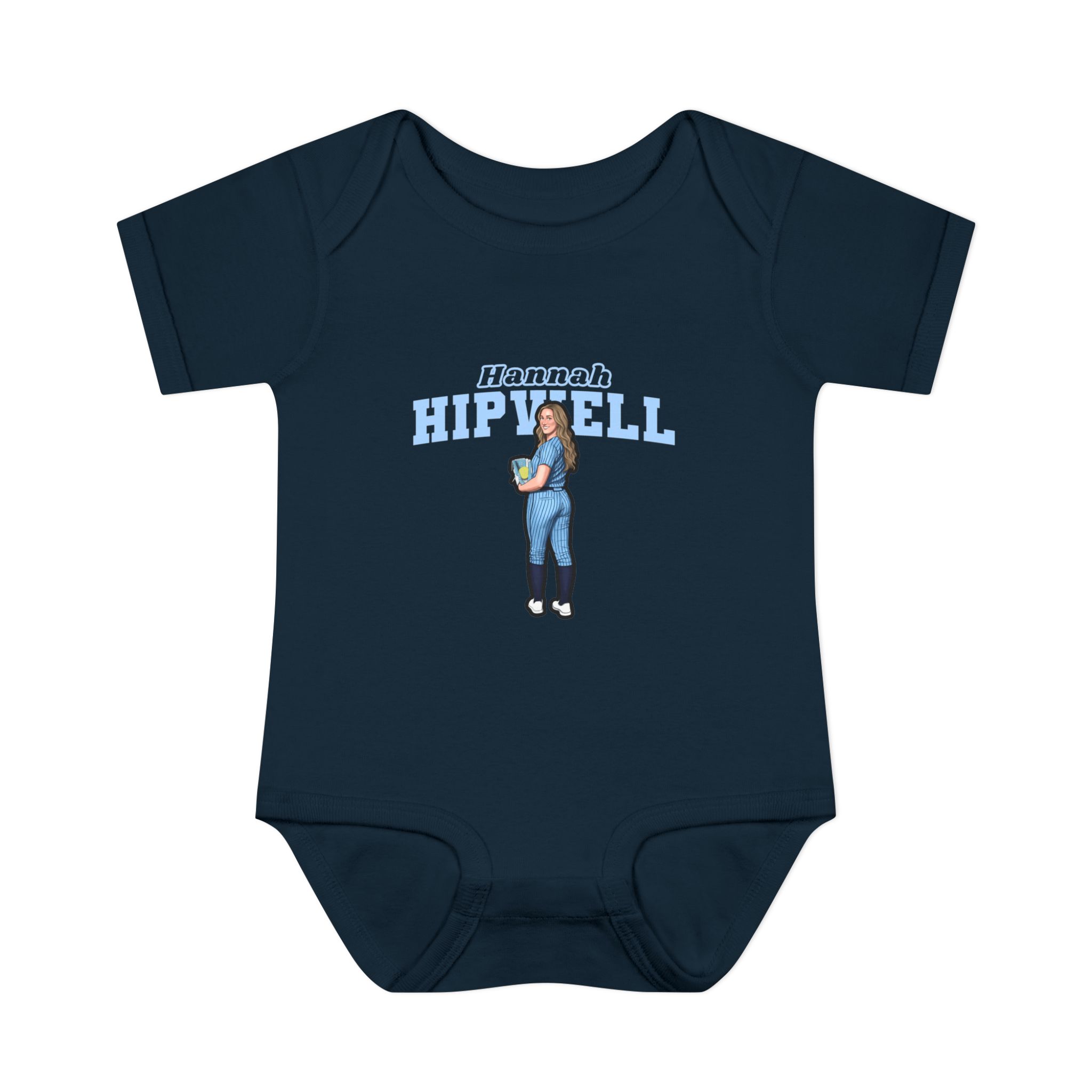 Baby Onesie — character_name_arch in Navy