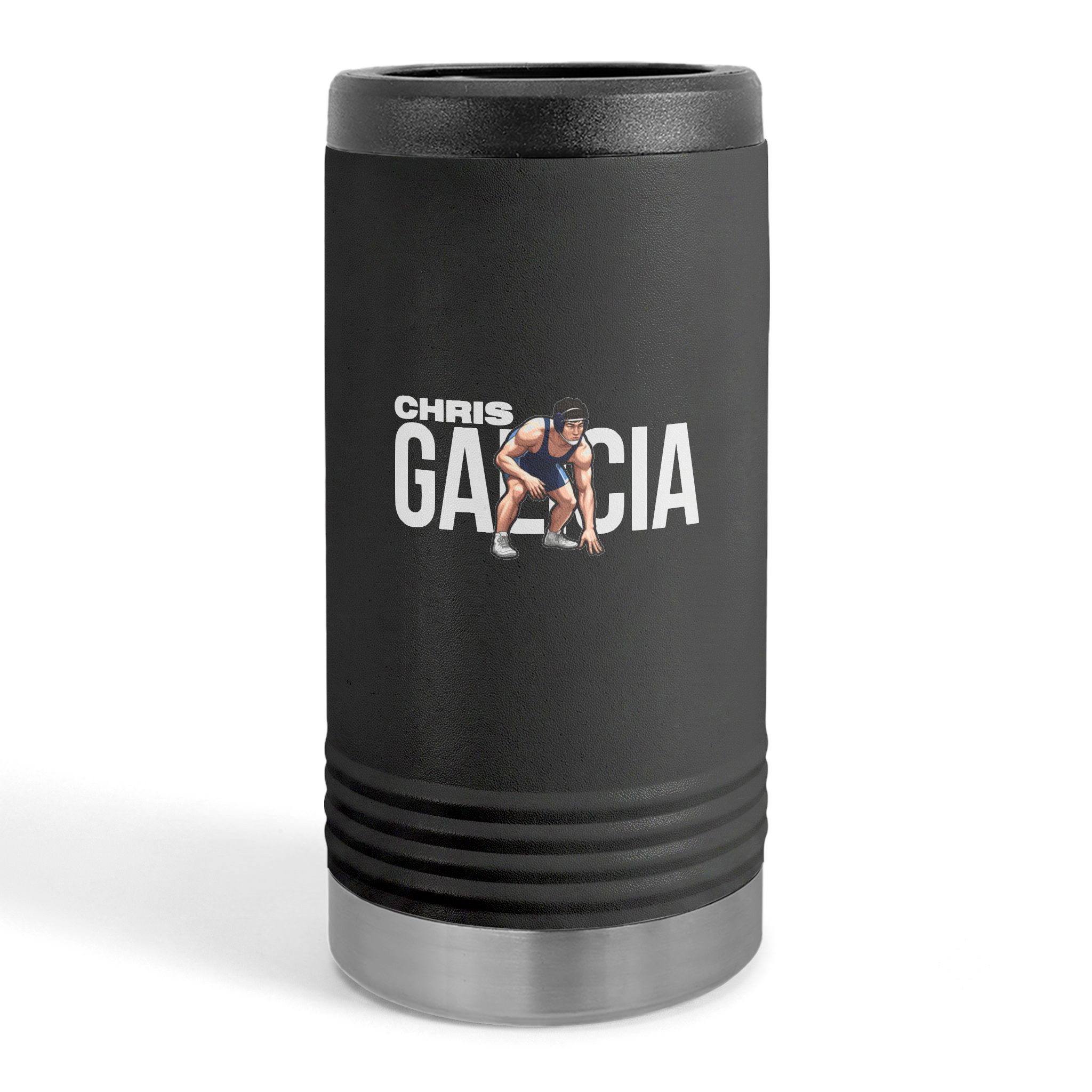Slim Stainless Can Cooler — character_player_name in Black