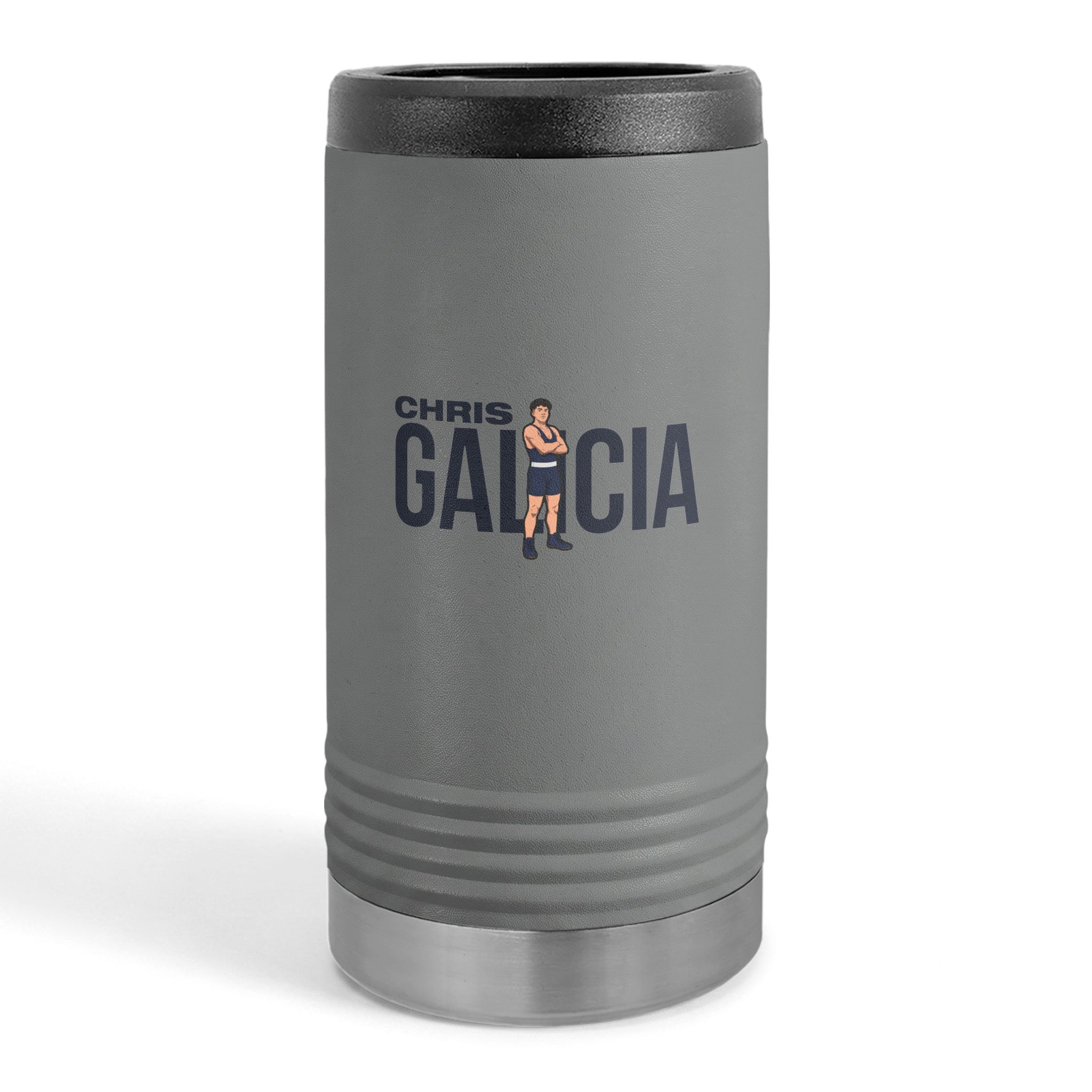 Slim Stainless Can Cooler — character_player_name in Grey