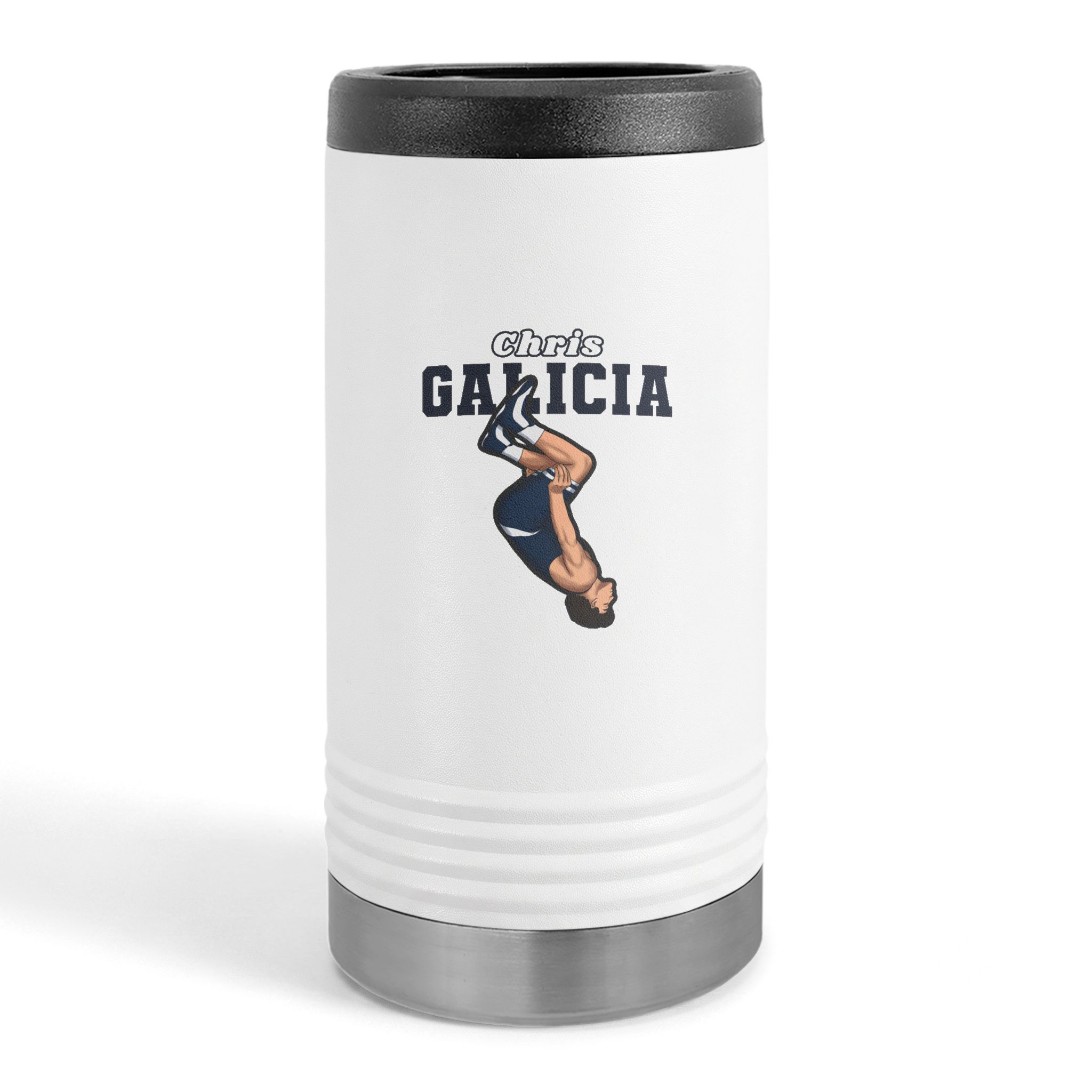 Slim Stainless Can Cooler — character_name_arch in White