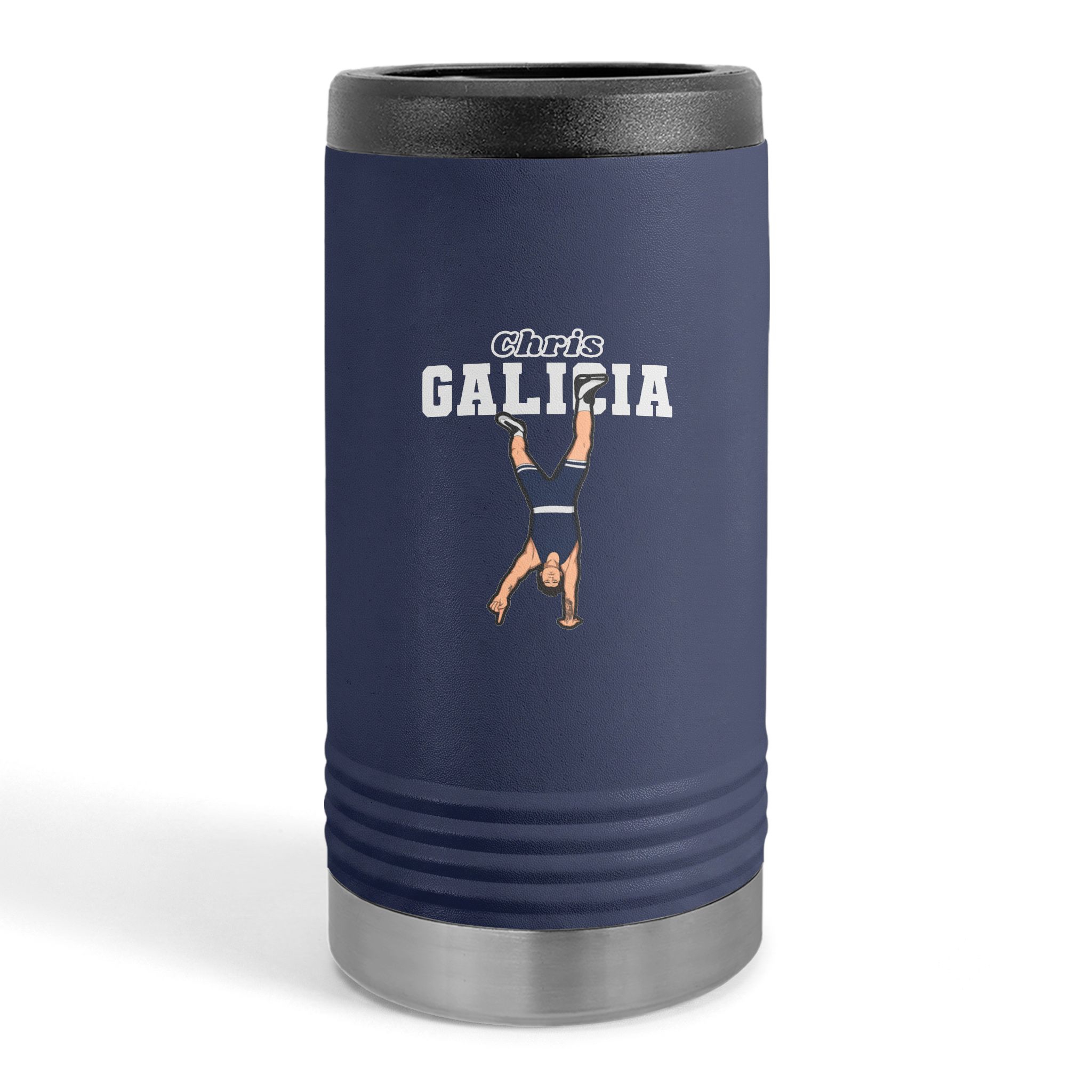 Slim Stainless Can Cooler — character_name_arch in Navy
