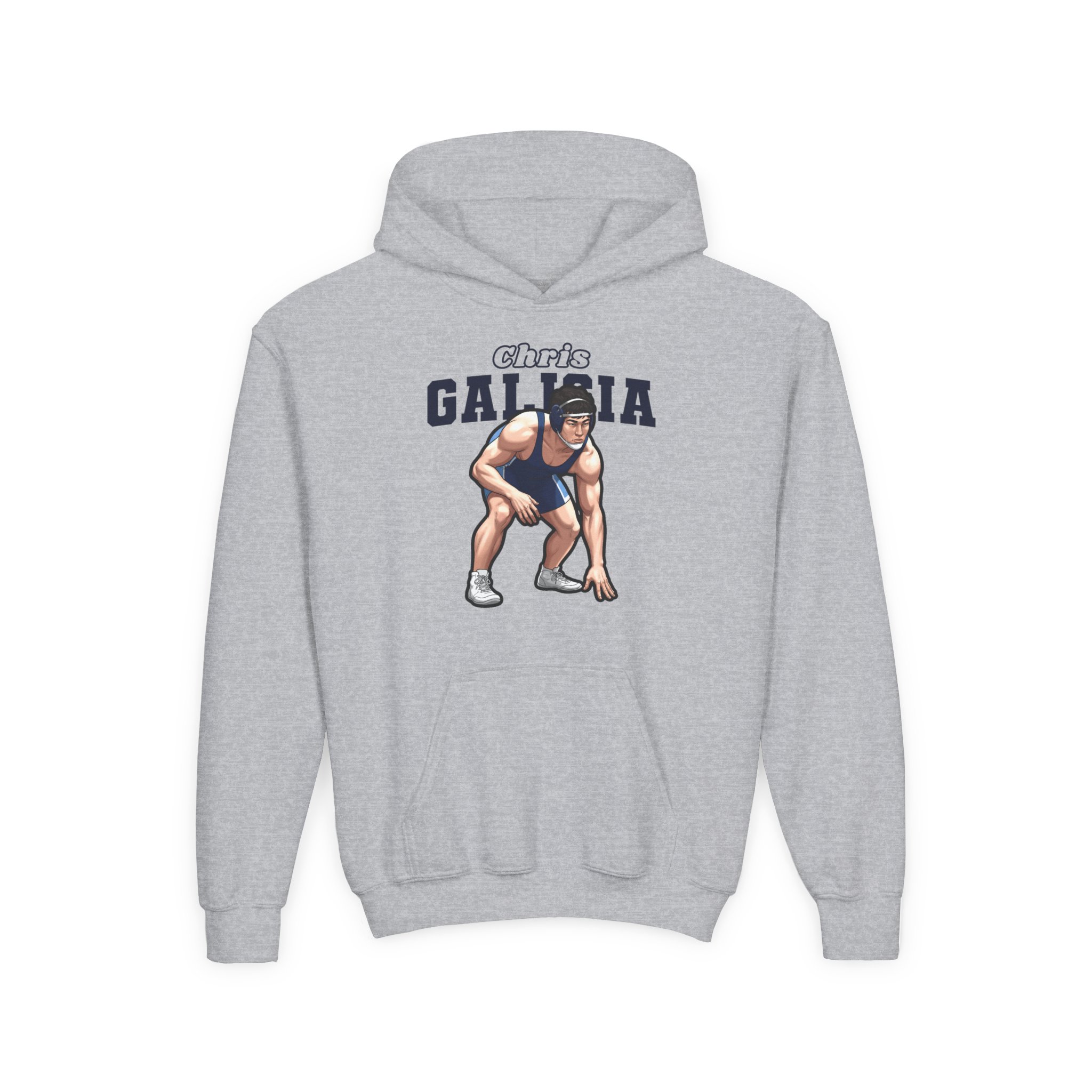 Youth Hoodie — character_name_arch in Grey