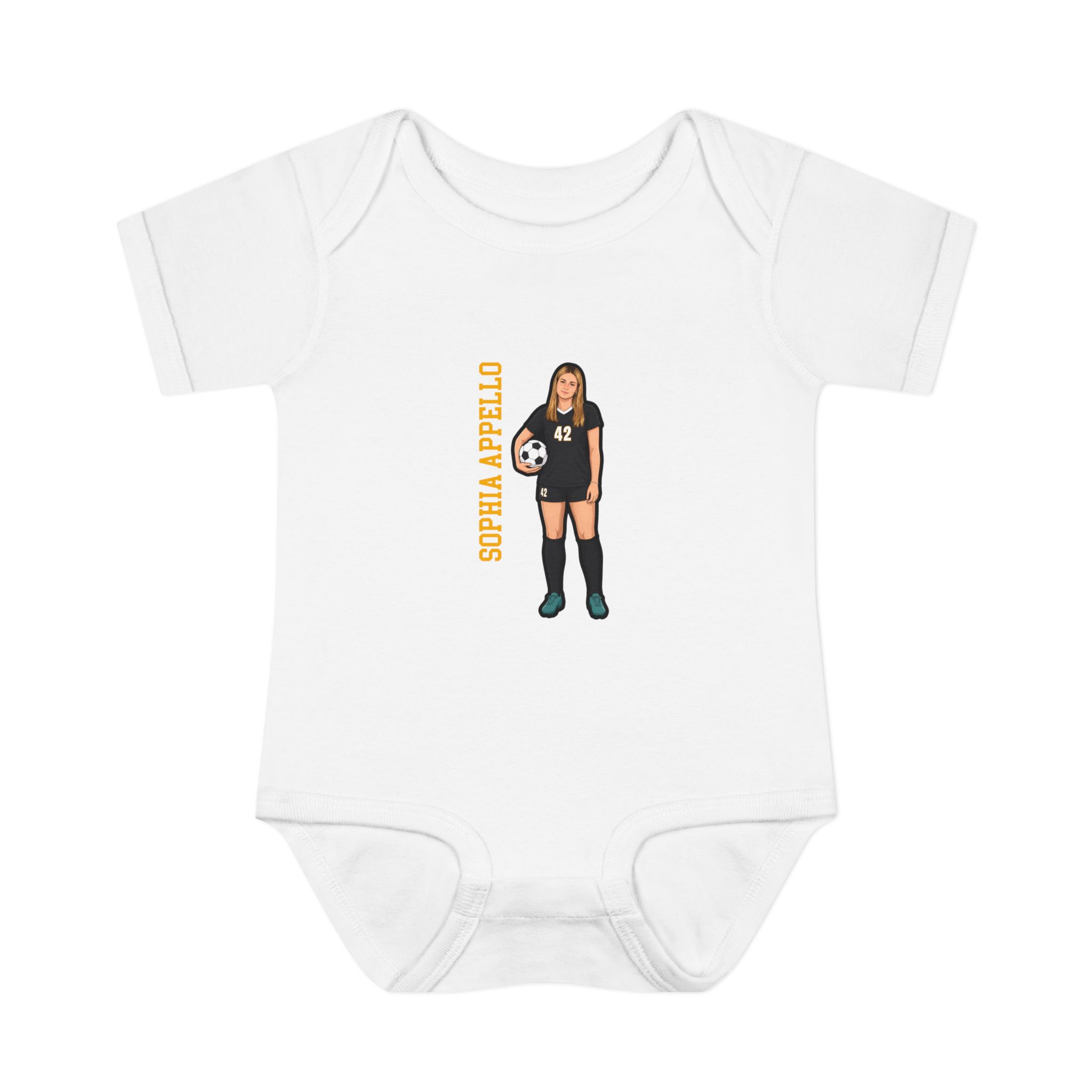 Baby Onesie — character_name_vertical in White