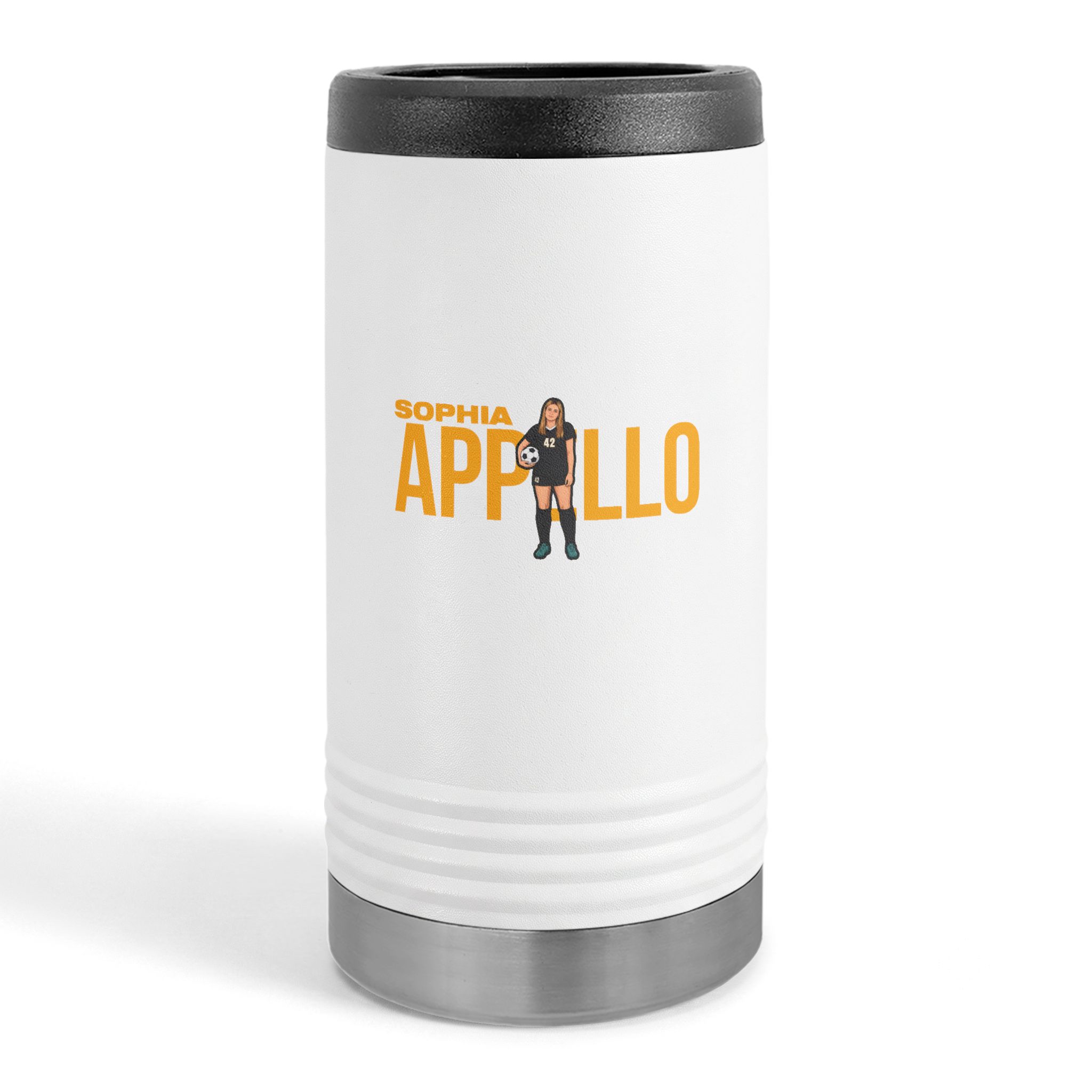 Slim Stainless Can Cooler — character_player_name in White