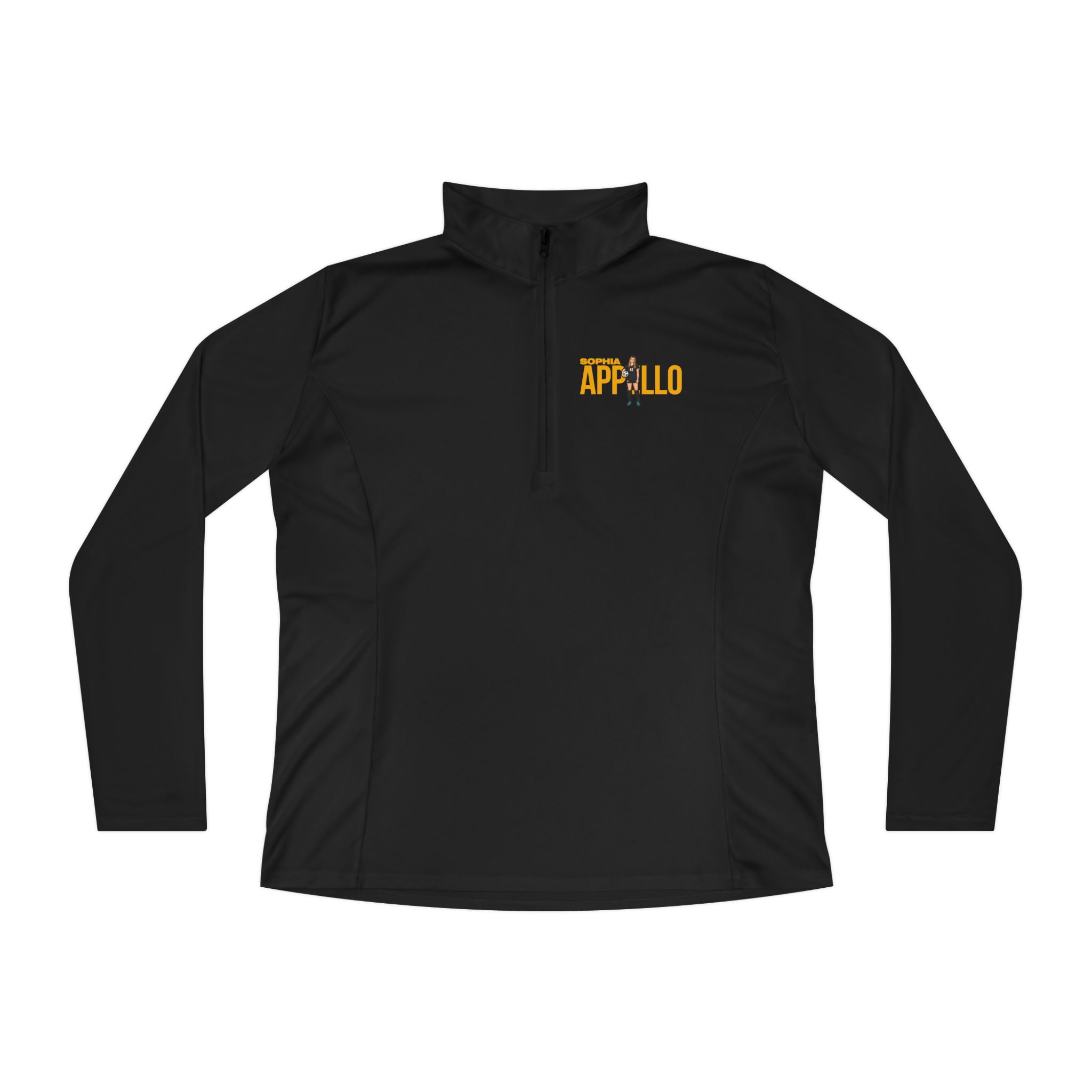 Women's Q-Zip Pullover — character_player_name in Black