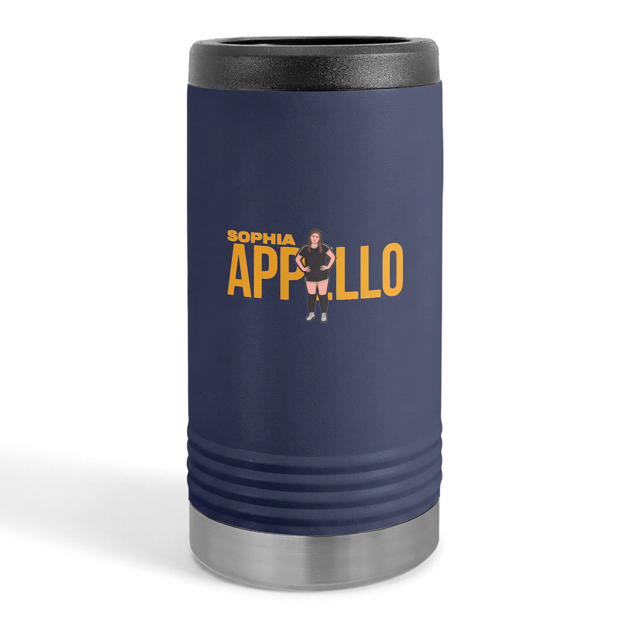 Slim Stainless Can Cooler — character_player_name in Navy