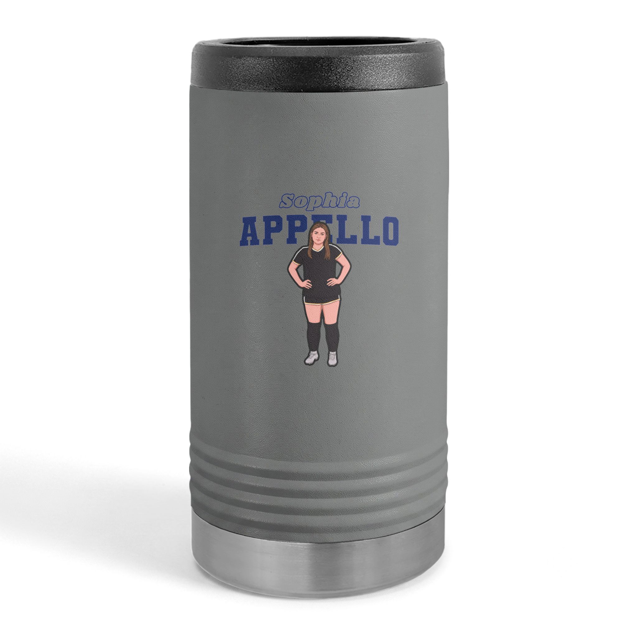 Slim Stainless Can Cooler — character_name_arch in Grey