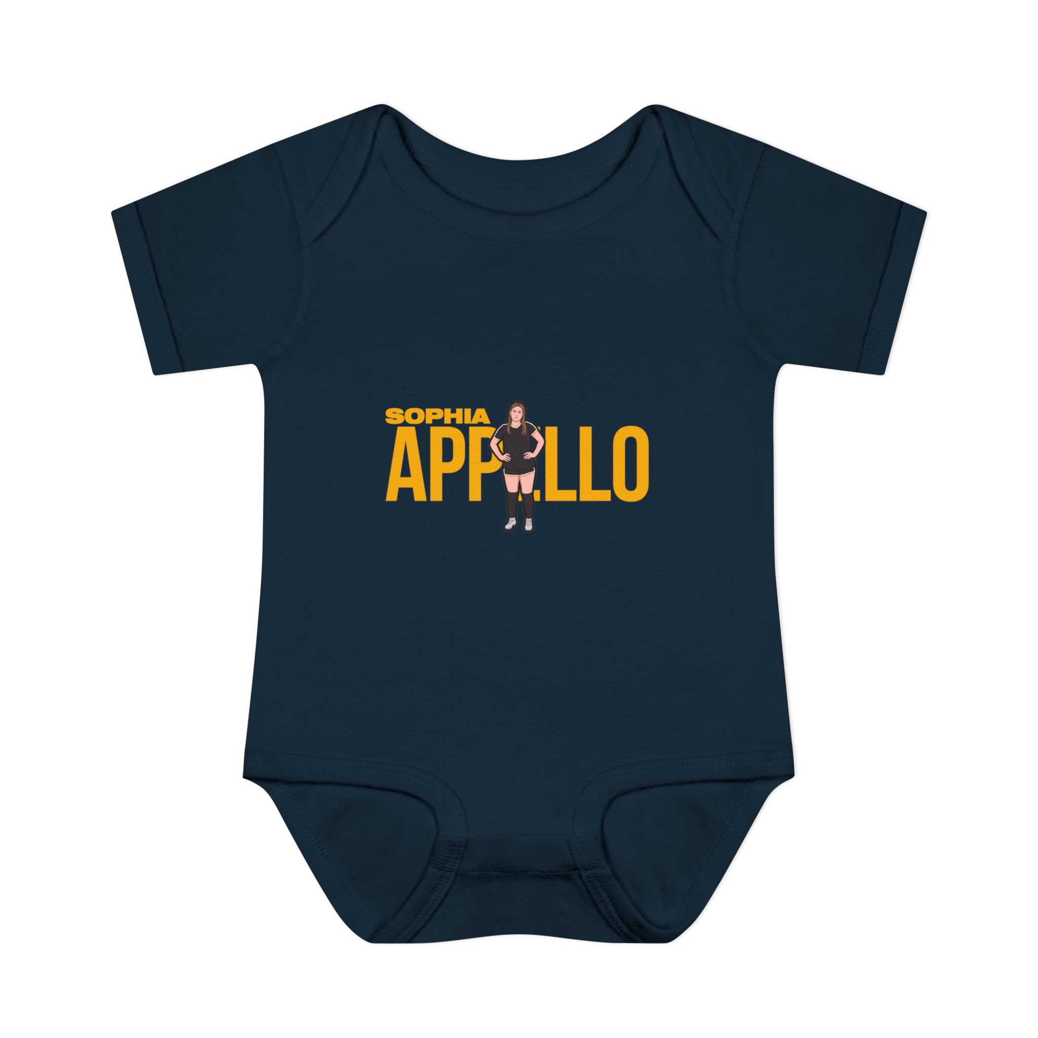 Baby Onesie — character_player_name in Navy
