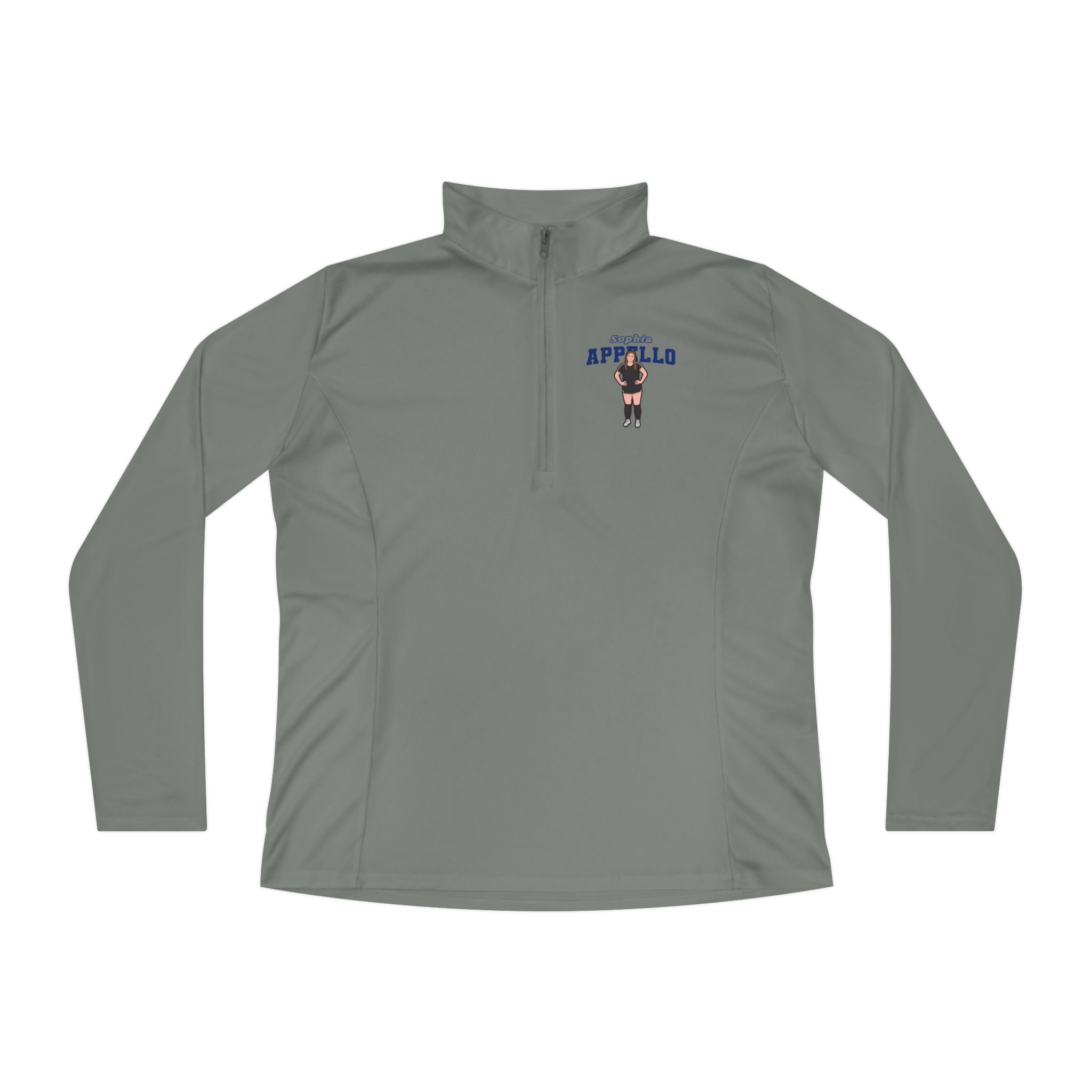 Women's Q-Zip Pullover — character_name_arch in Grey