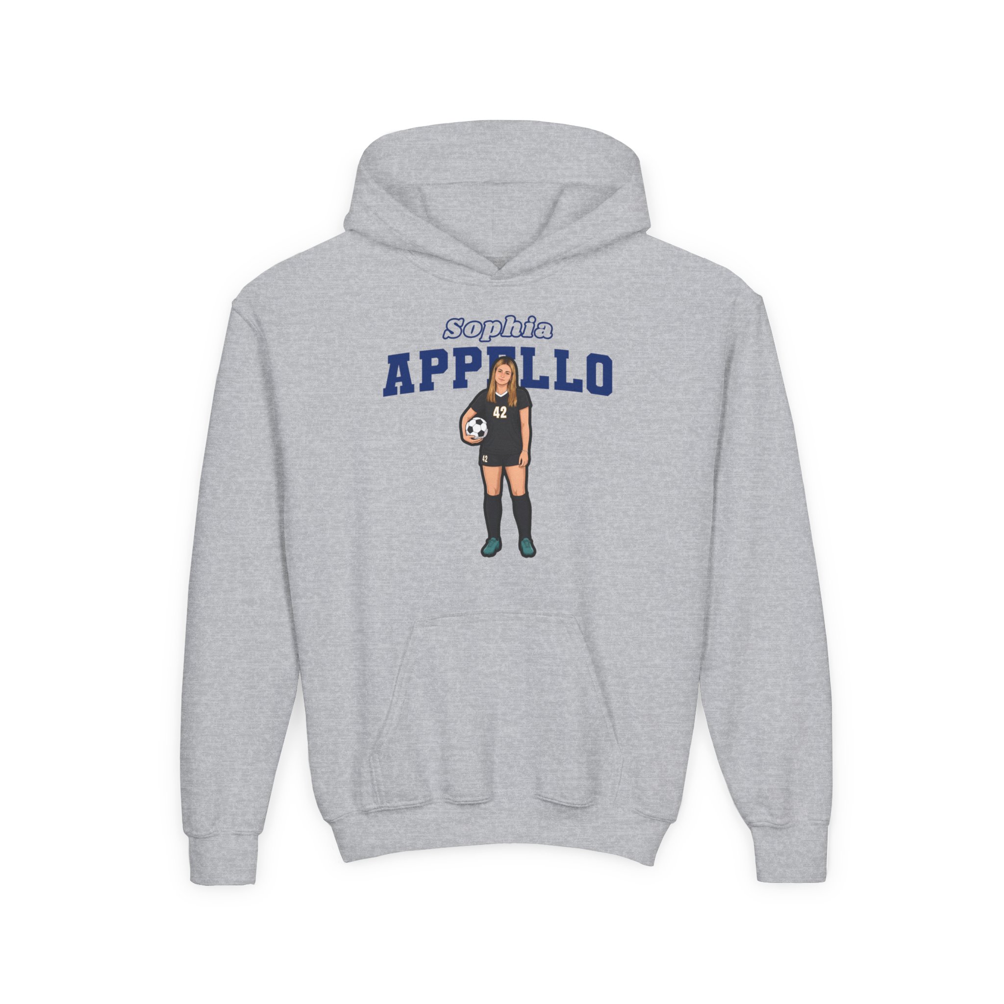 Youth Hoodie — character_name_arch in Grey