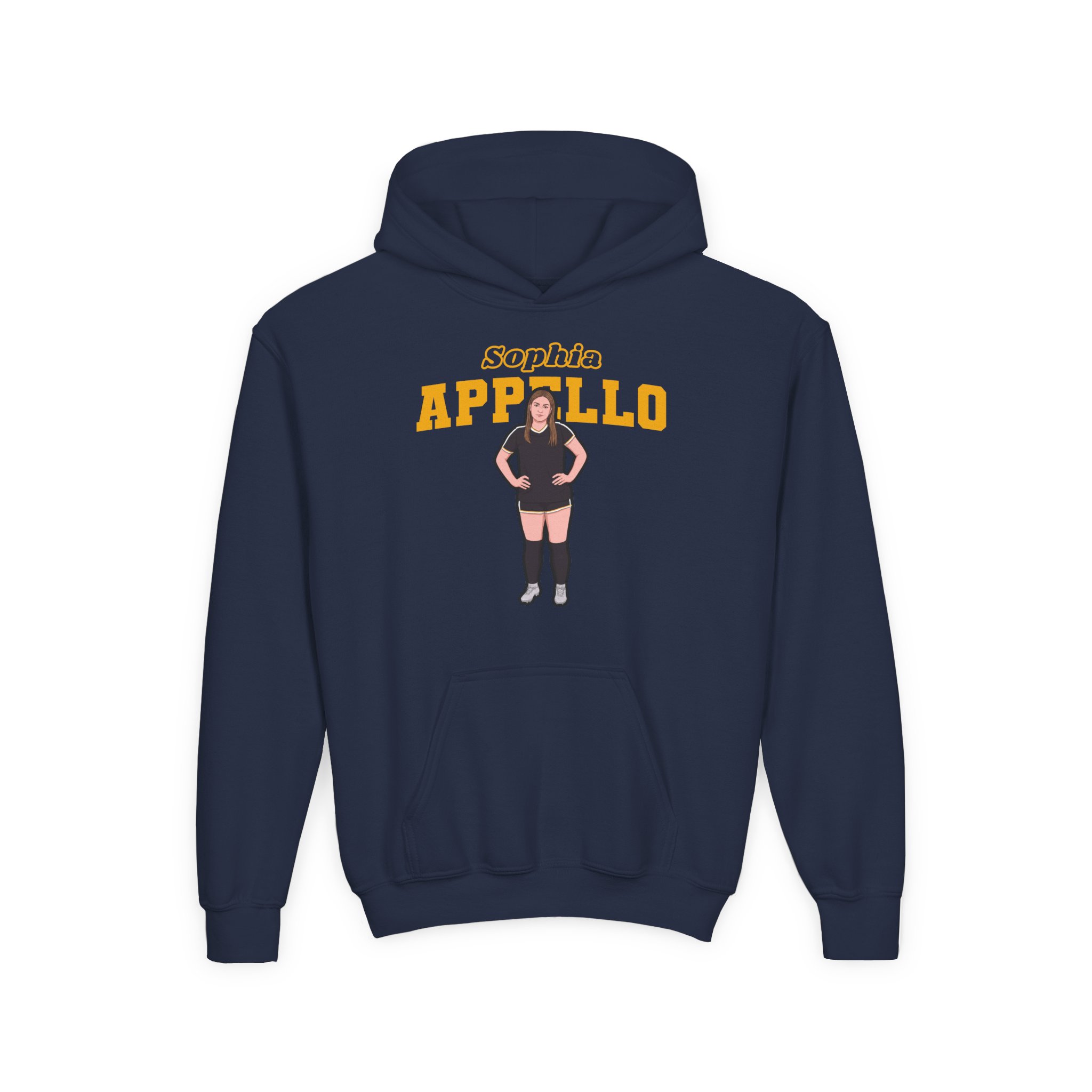 Youth Hoodie — character_name_arch in Navy