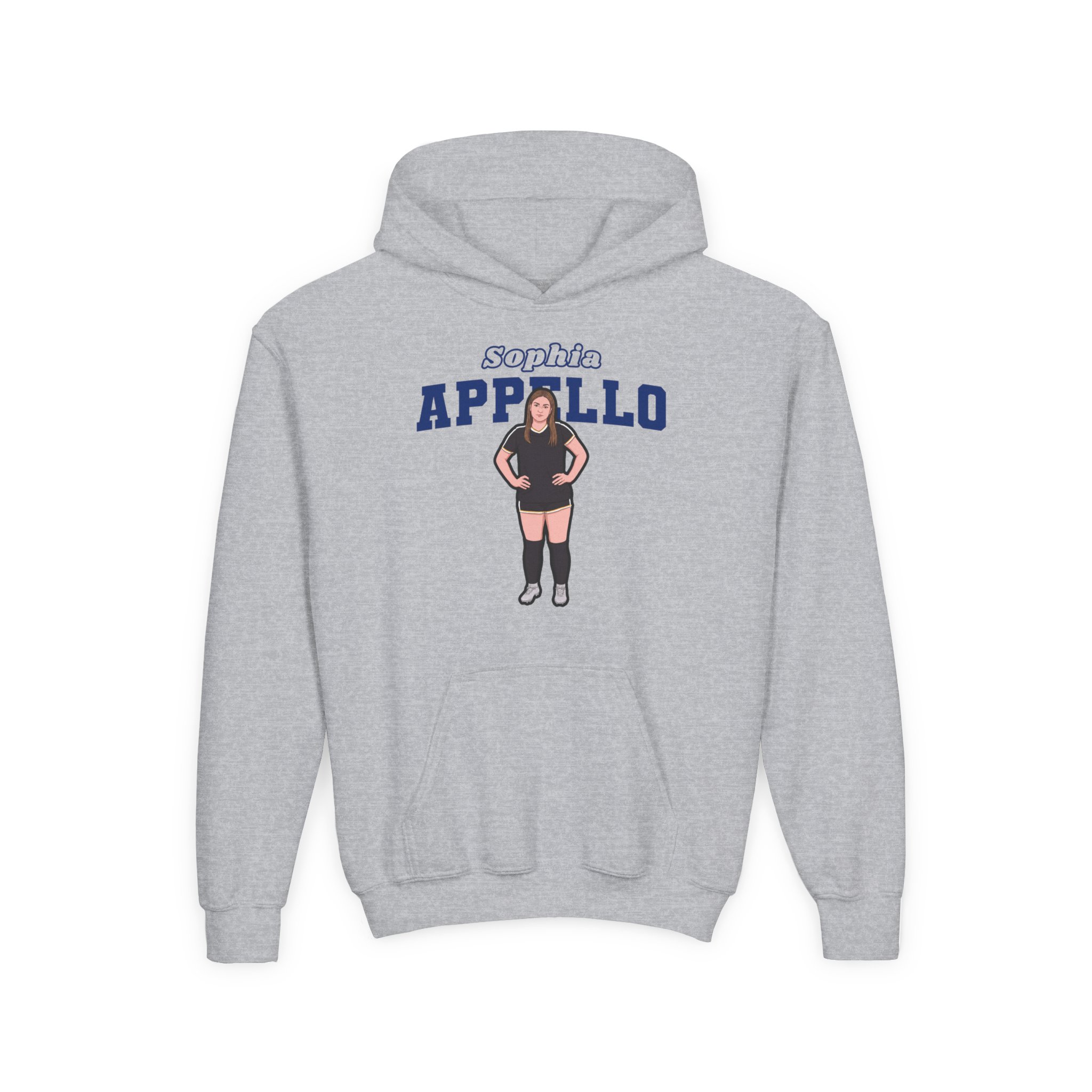 Youth Hoodie — character_name_arch in Grey