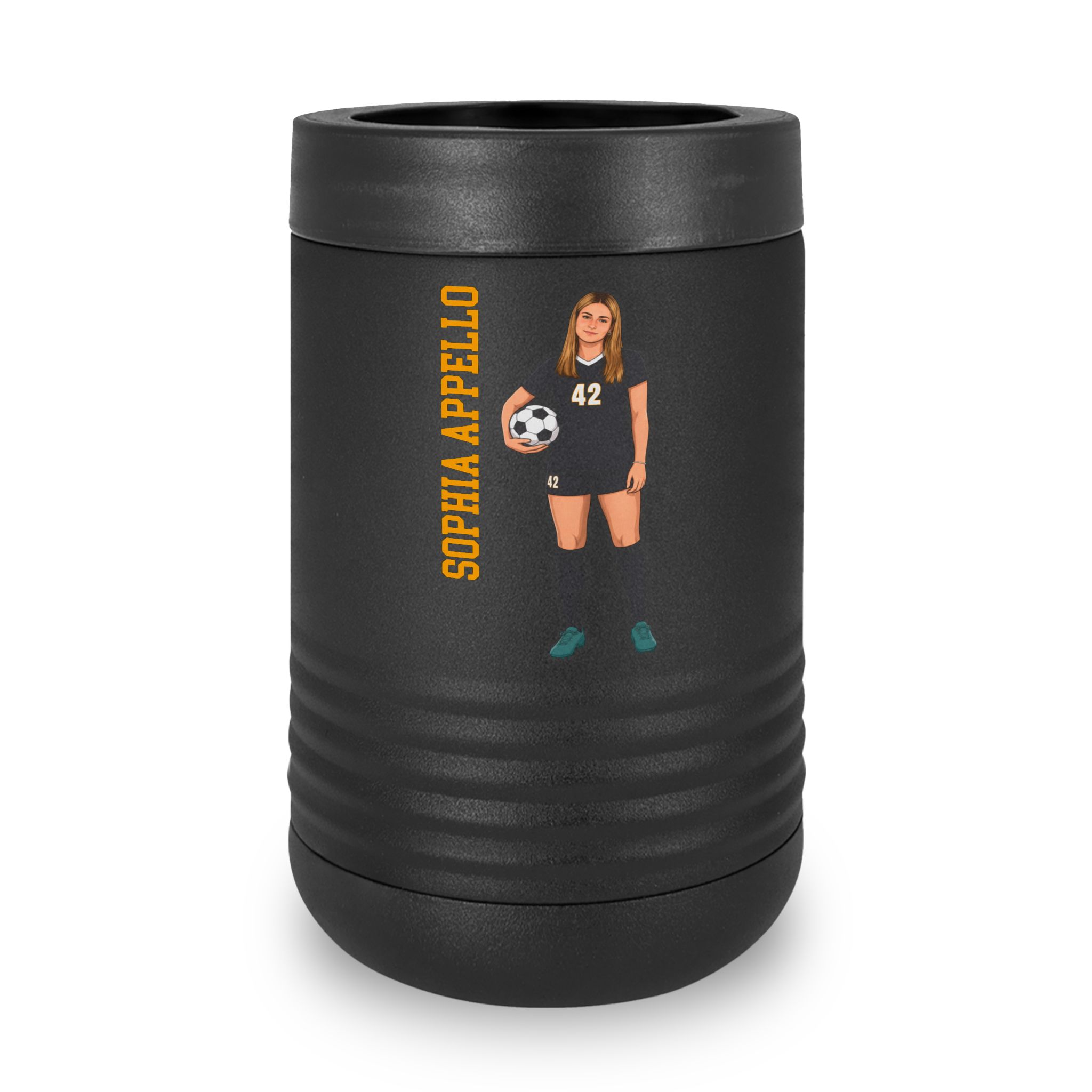 Stainless Can Cooler — character_name_vertical in Black