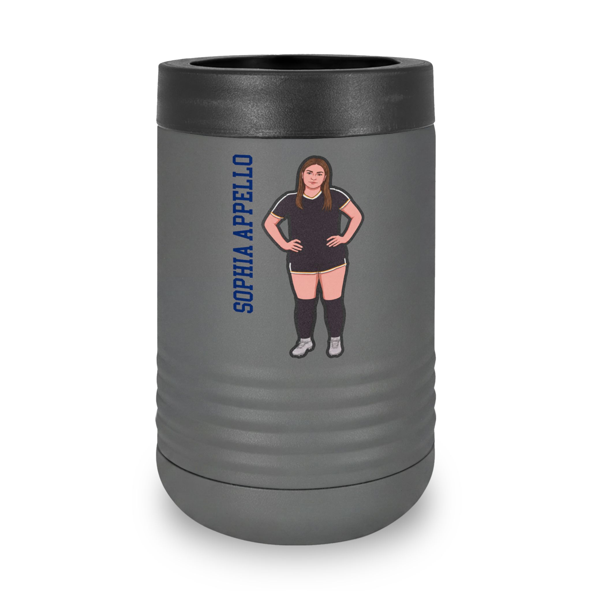 Stainless Can Cooler — character_name_vertical in Grey