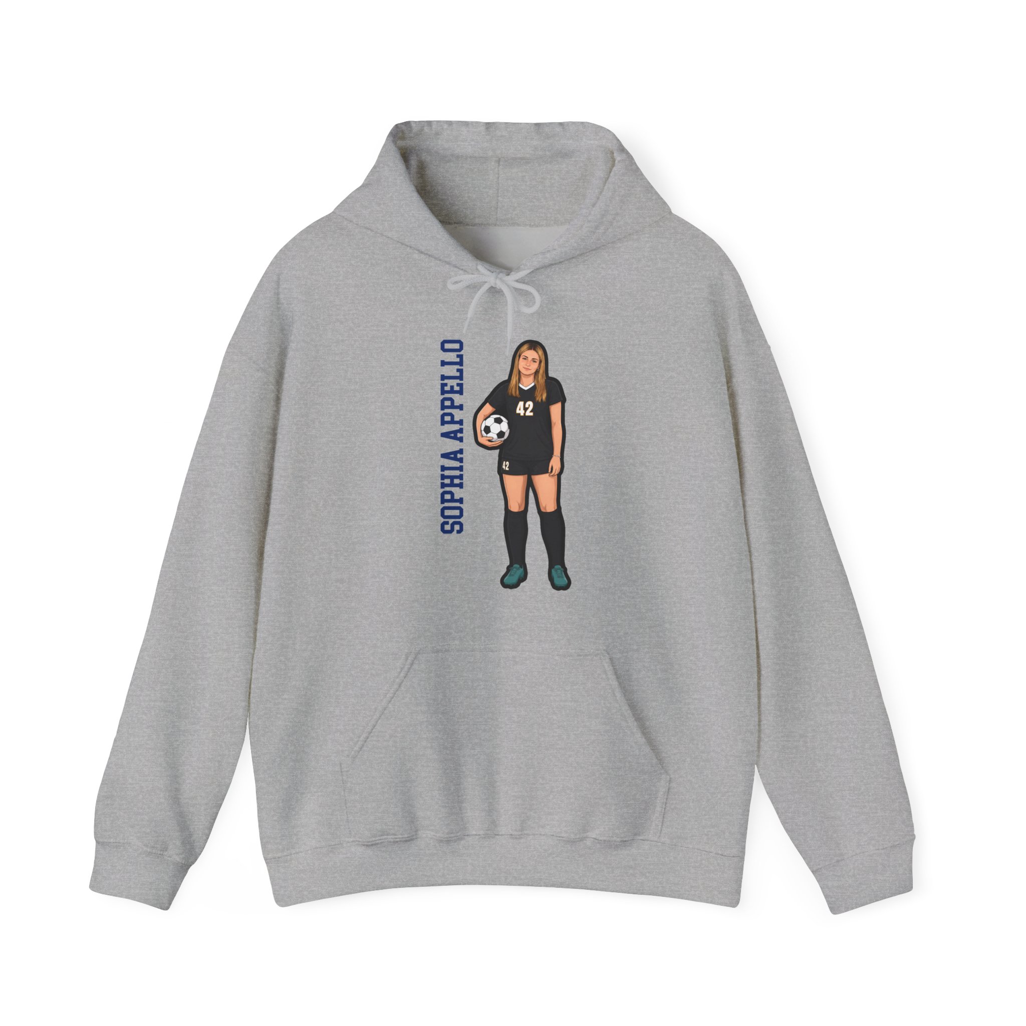 Hoodie — character_name_vertical in Grey