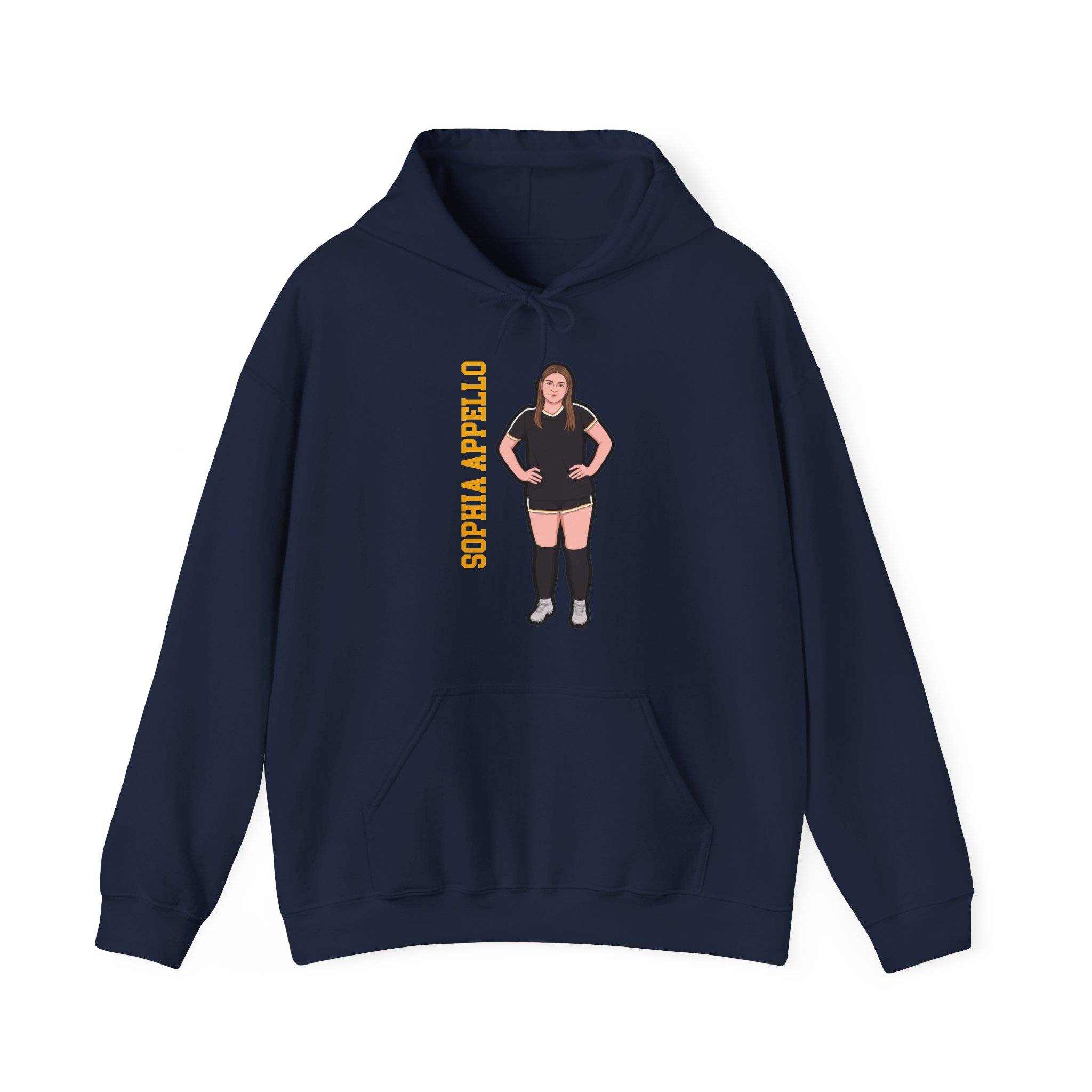Hoodie — character_name_vertical in Navy