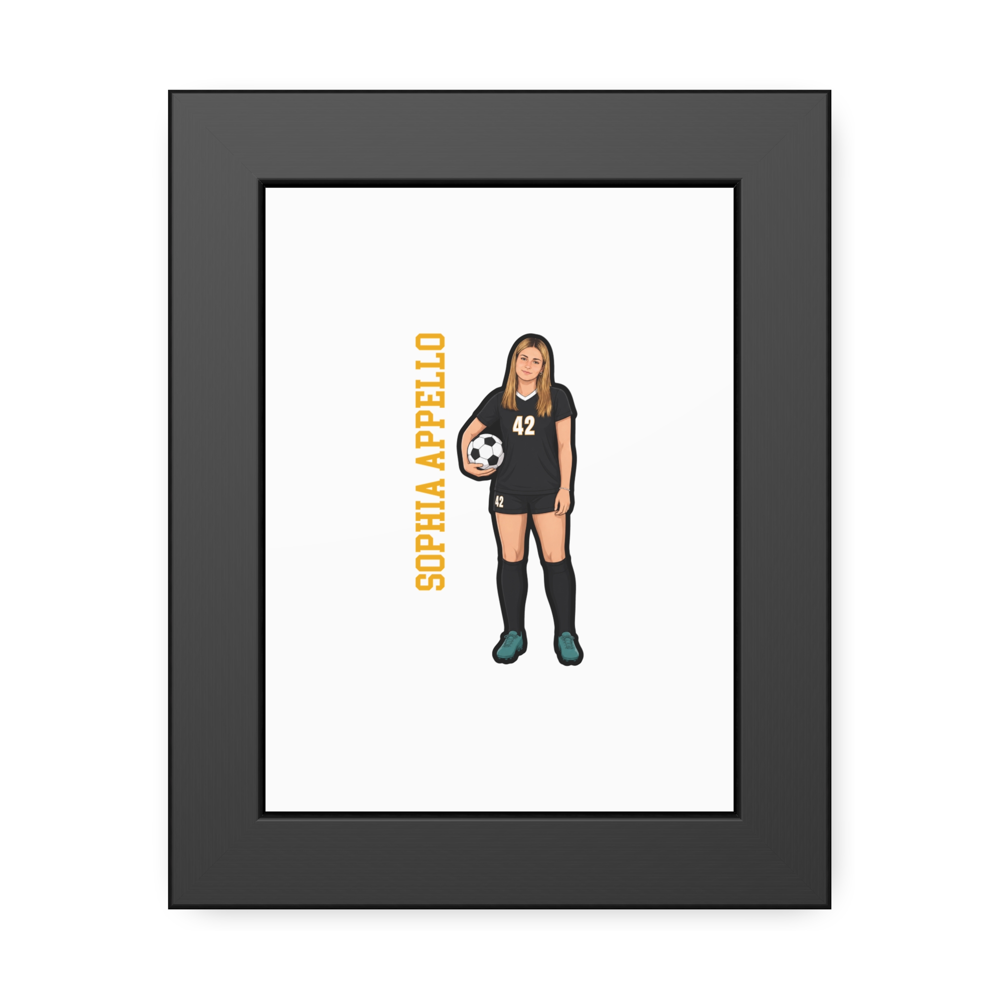 Framed Poster — character_name_vertical in Black