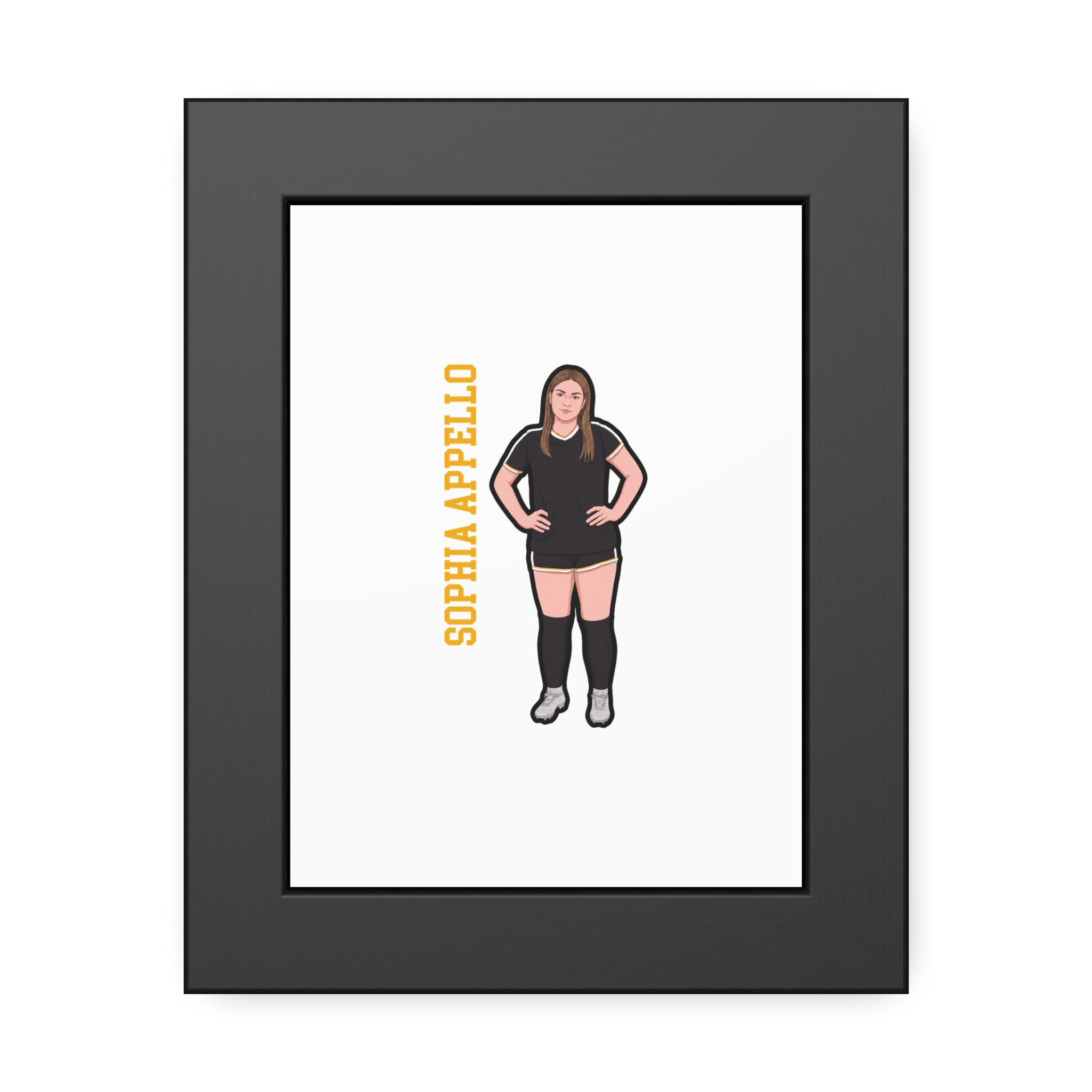 Framed Poster — character_name_vertical in Black