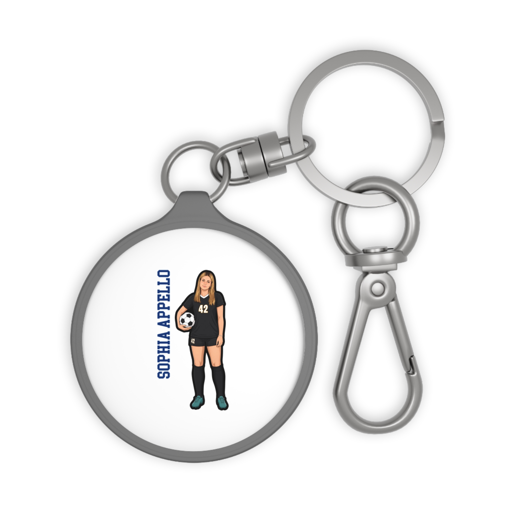 Keychain — character_name_vertical in Grey
