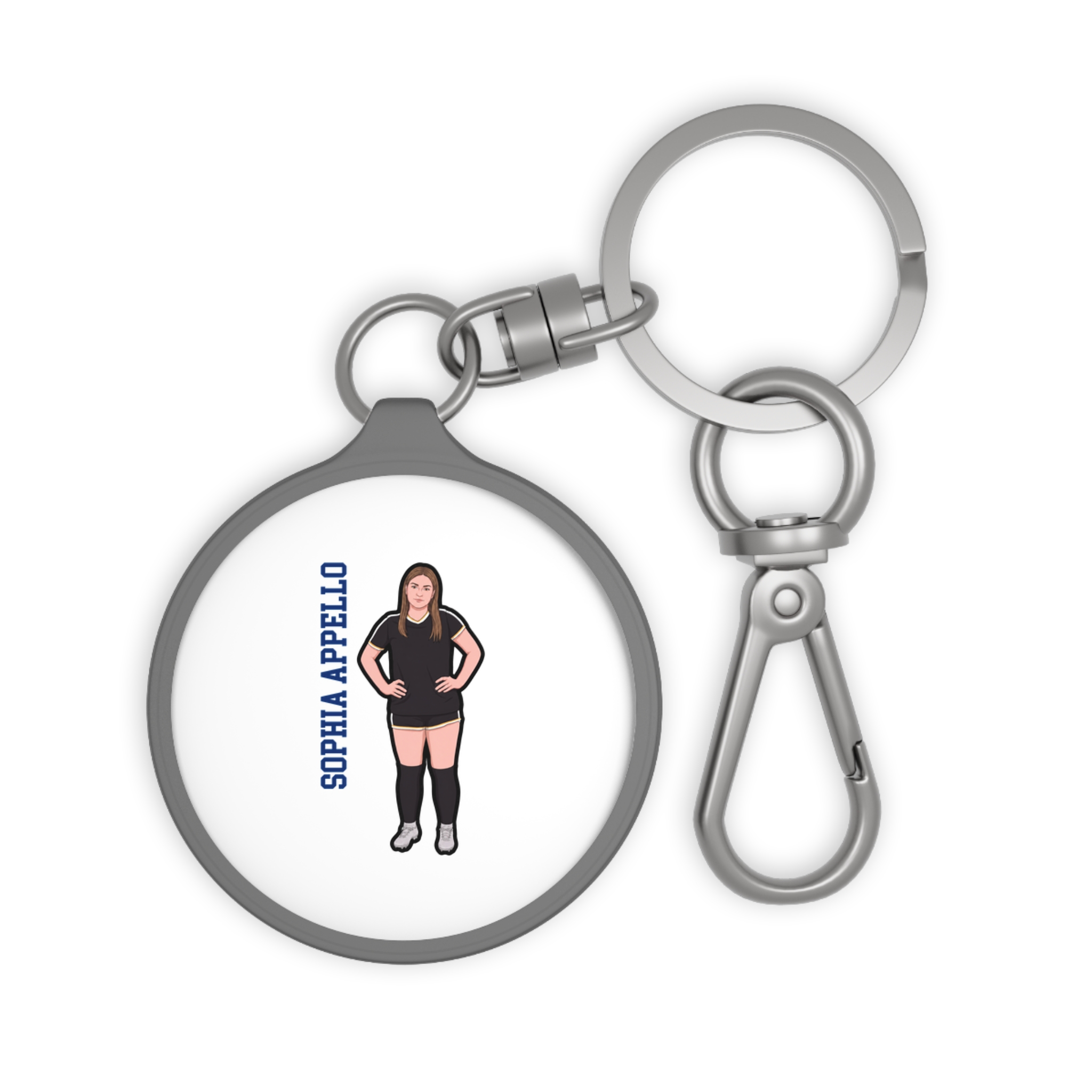 Keychain — character_name_vertical in Grey