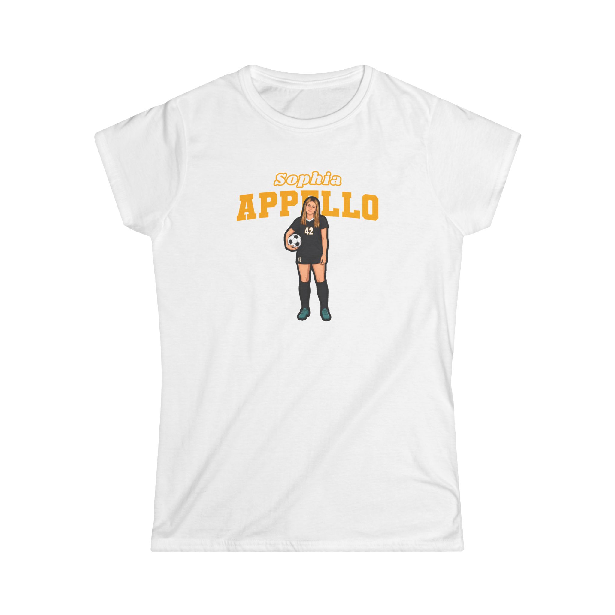 Women's Softstyle Tee — character_name_arch in White