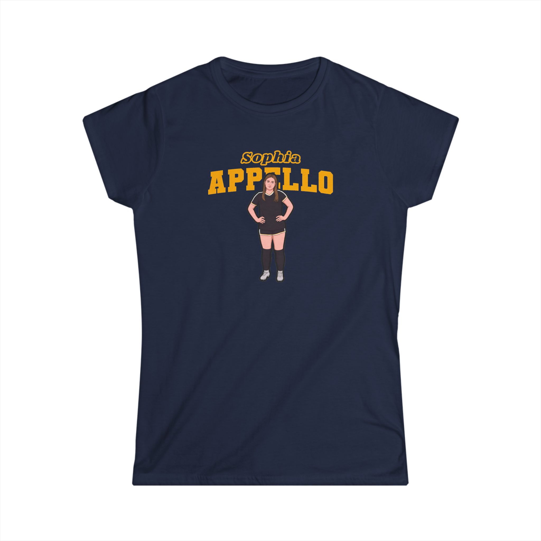 Women's Softstyle Tee — character_name_arch in Navy